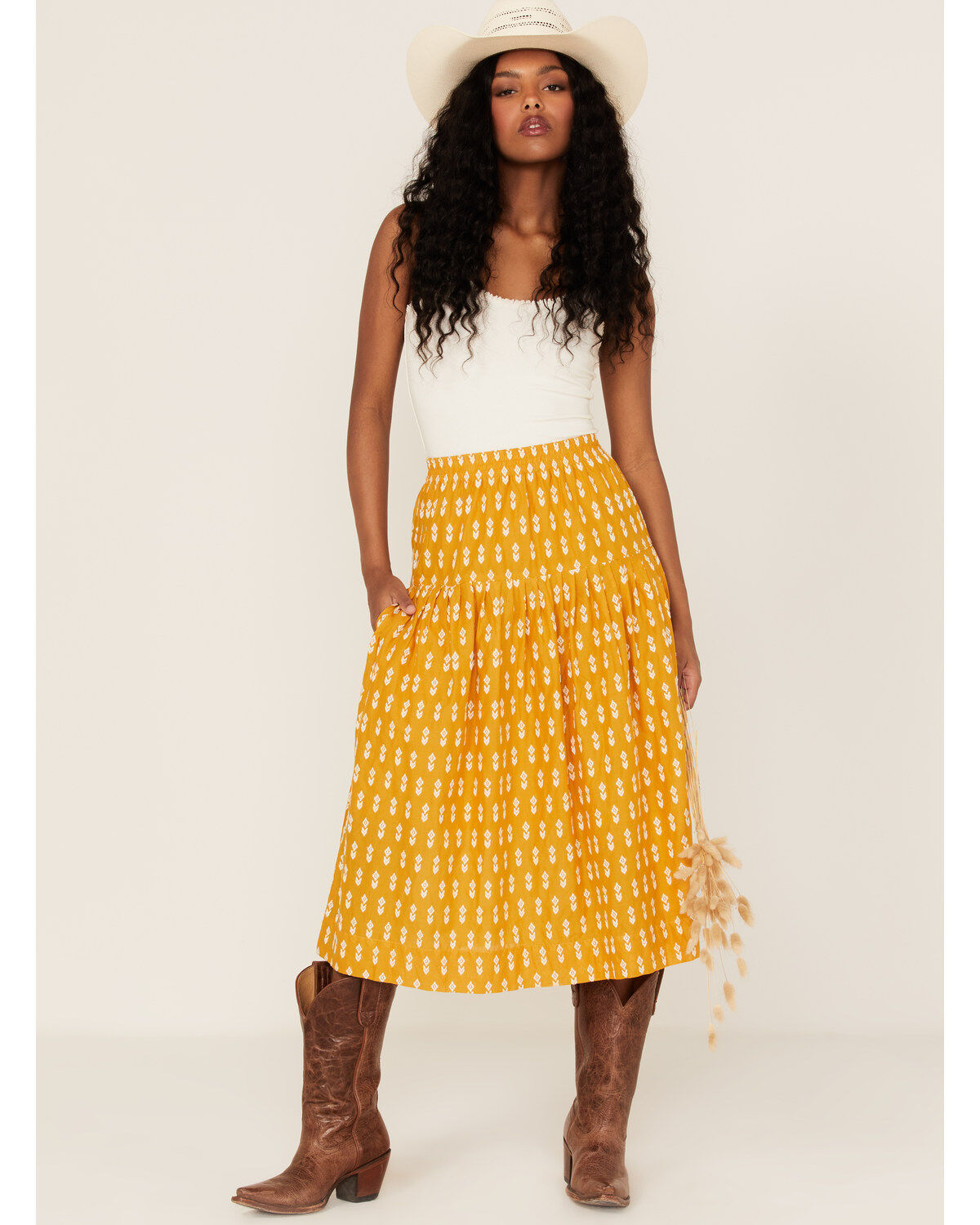 Stetson Women's Southwestern Embroidered Prairie Style Midi Skirt