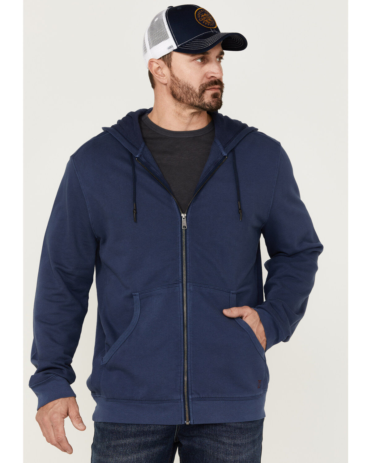 Brothers and Sons Men's Weathered French Terry Zip-Front Hooded Jacket