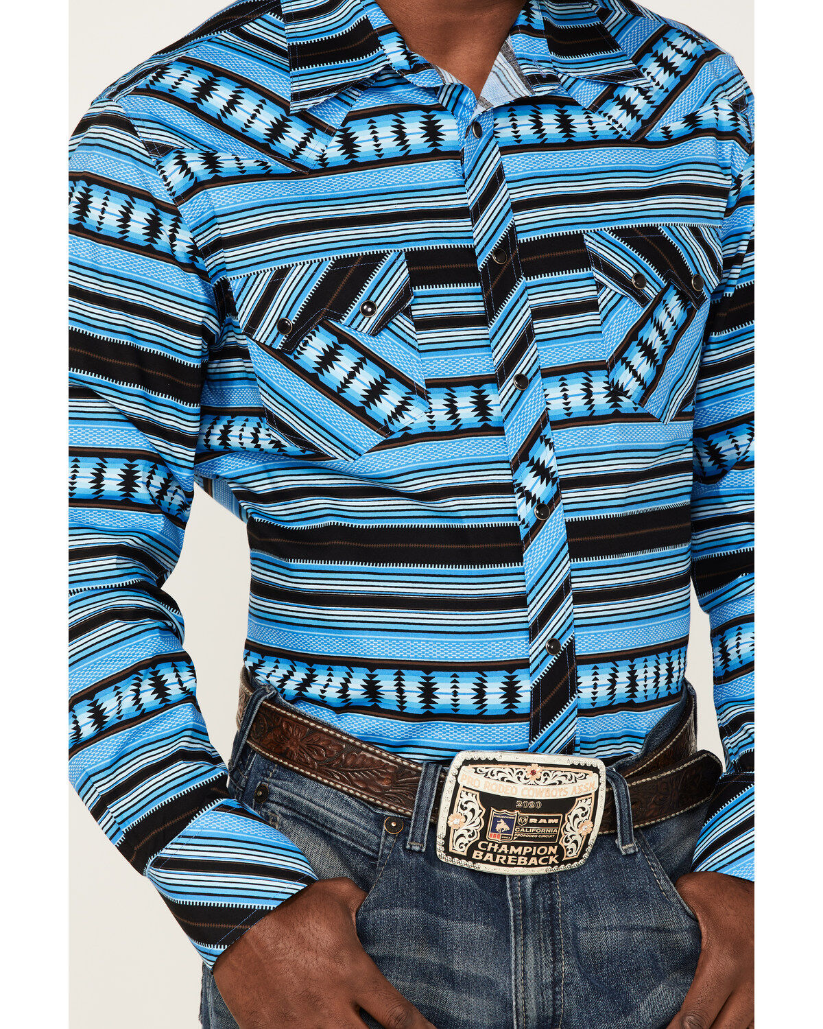 Rock & Roll Denim Men's Horizontal Southwestern Print Long Sleeve Snap Western Shirt