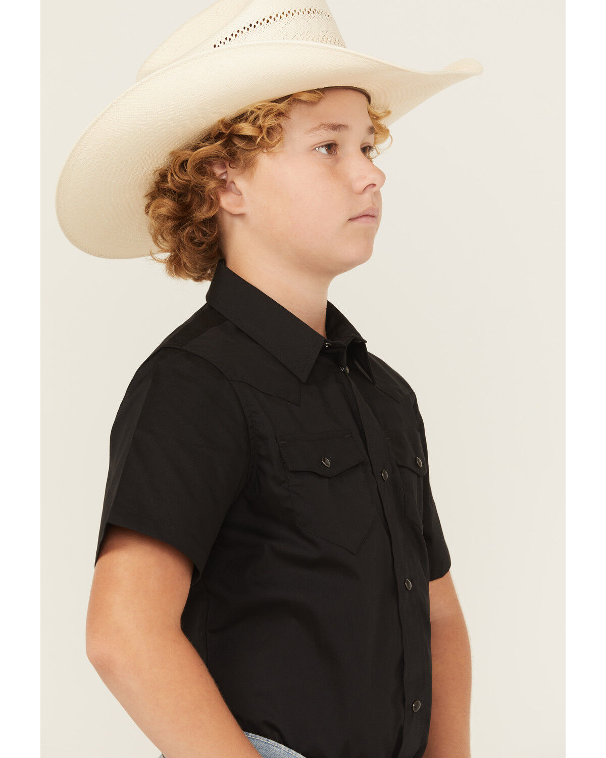 Gibson Trading Co Boys' Solid Short Sleeve Snap Stretch Western Shirt