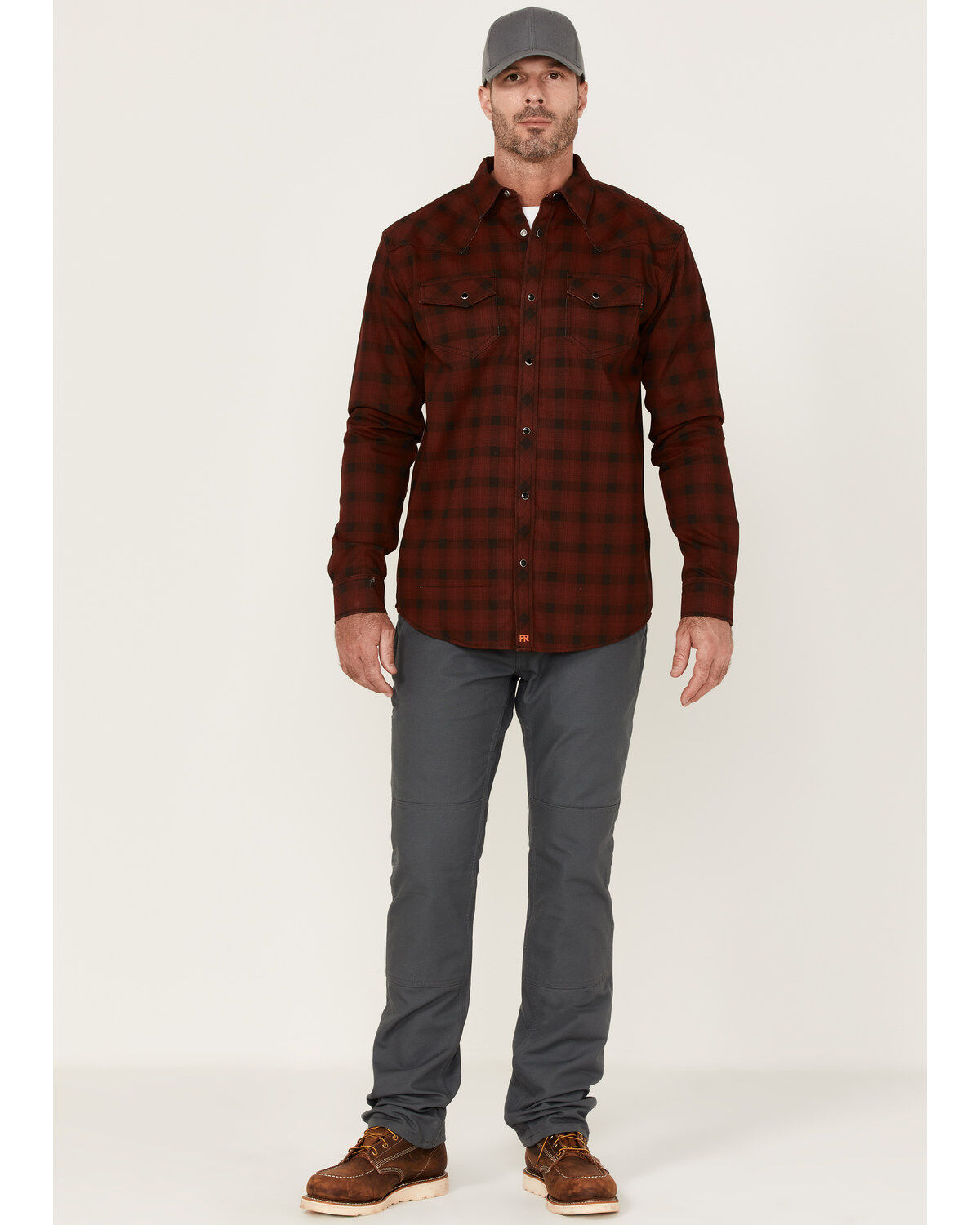Cody James Men's FR Plaid Print Long Sleeve Snap Work Shirt - Big