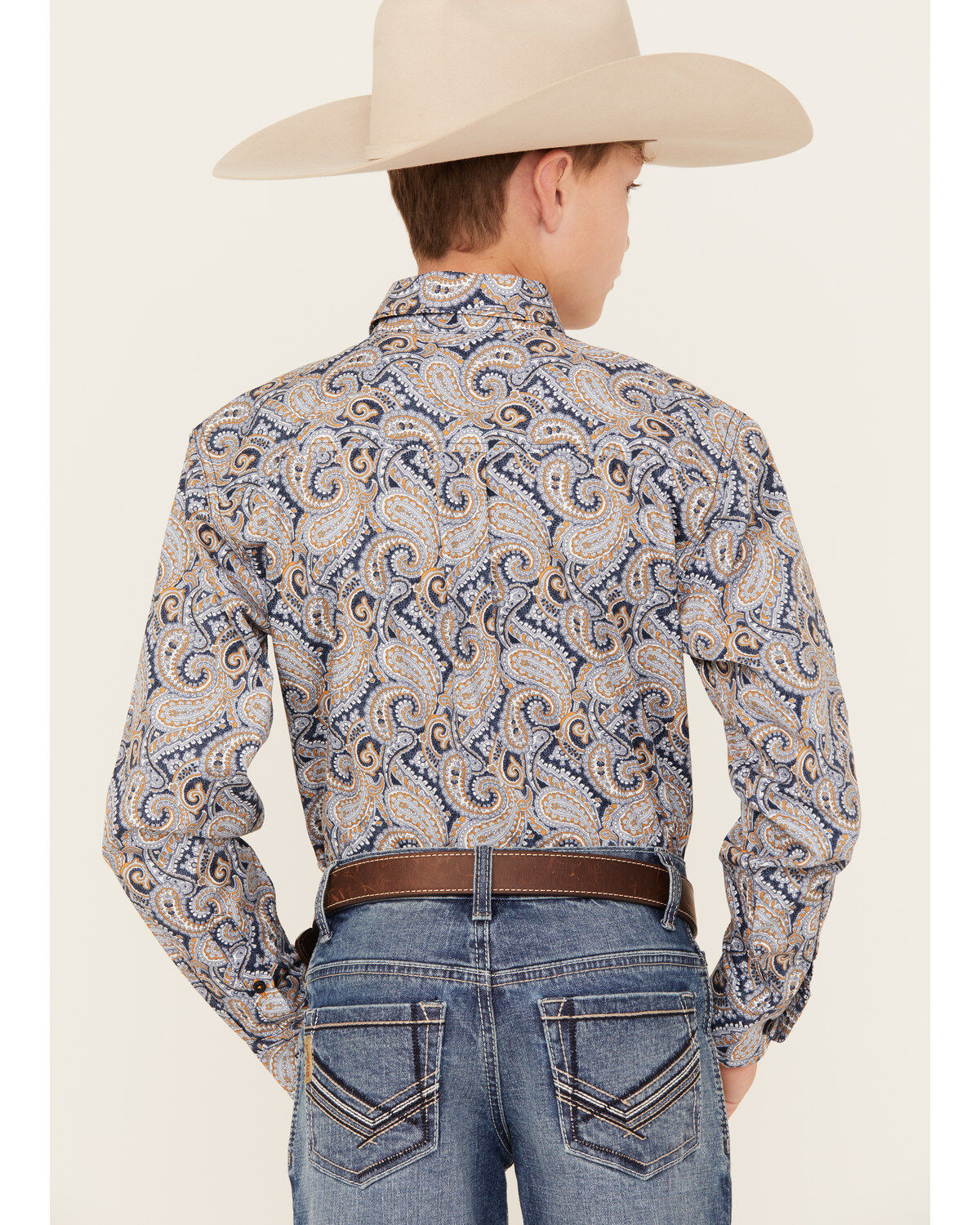 Cinch Boys' Paisley Print Long Sleeve Button Down Western Shirt