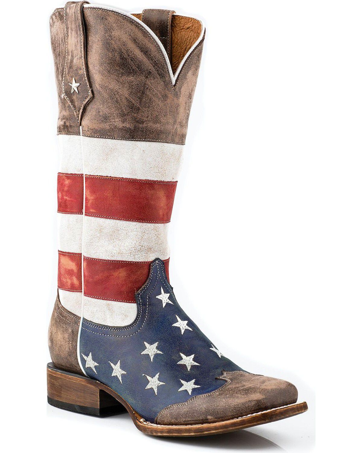 Roper Women's Distressed American Flag Western Boots - Square Toe