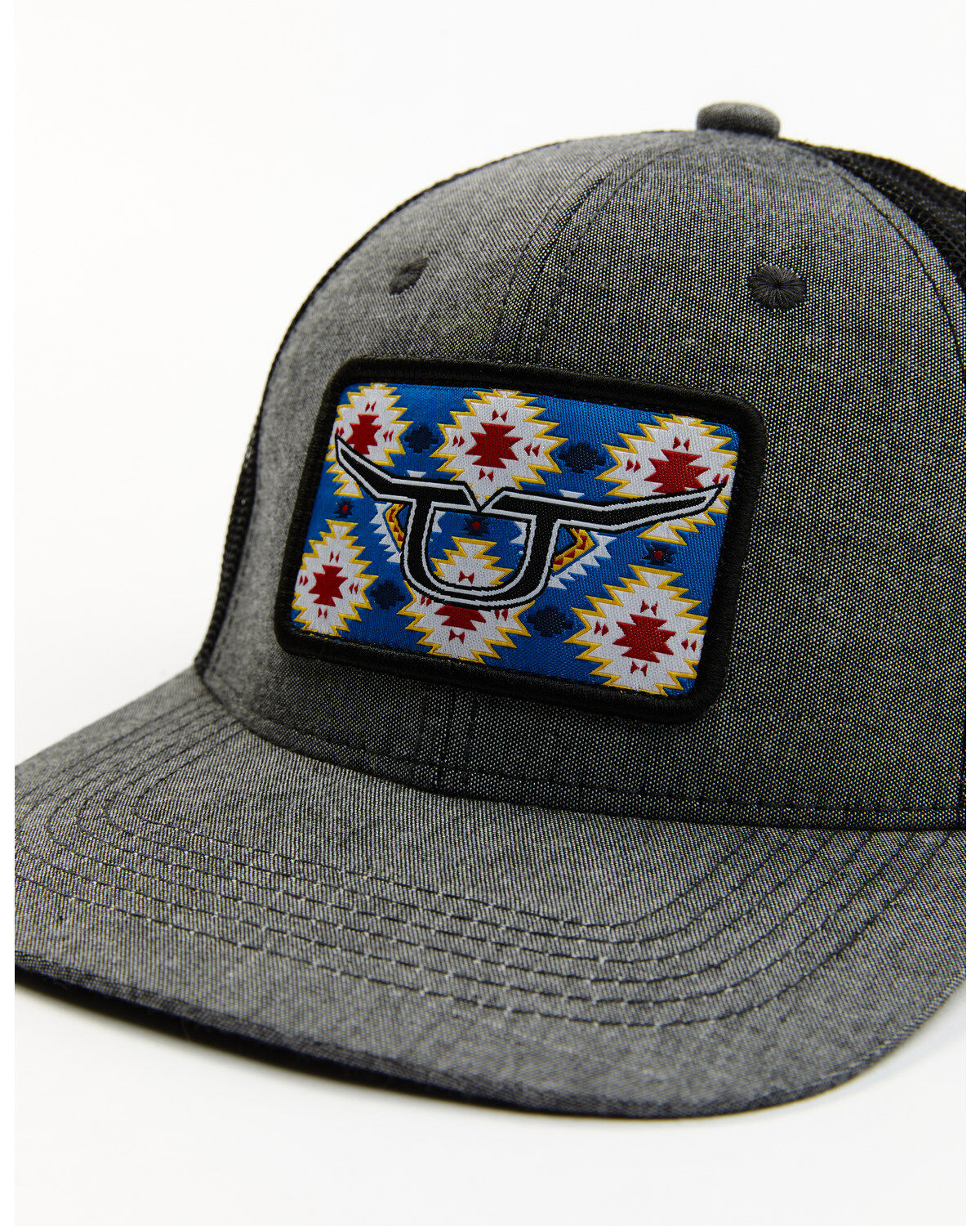 RopeSmart Men's Southwestern Rec Patch Mesh-Back Gray Ball Cap
