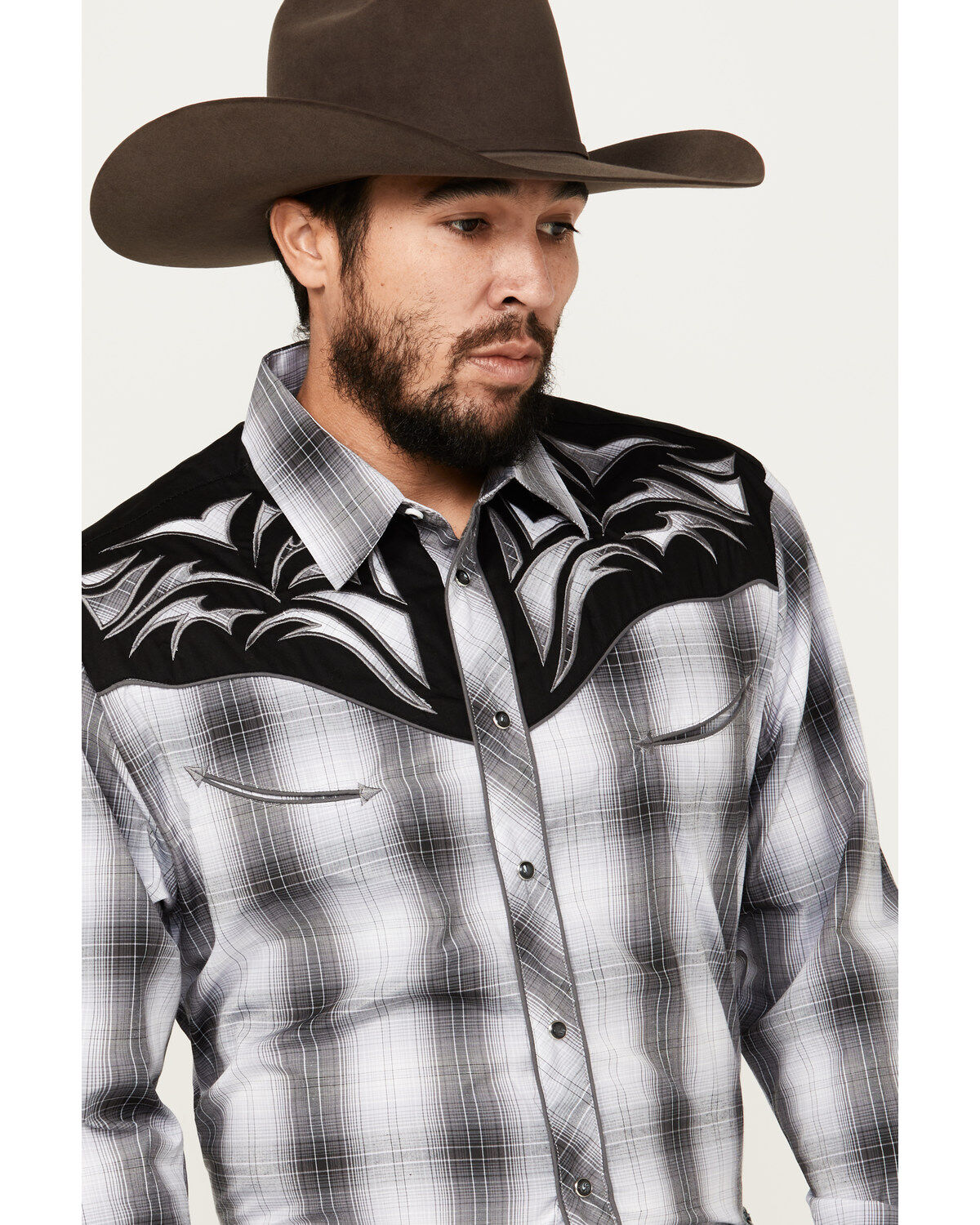 Avalon Men's Embroidered Long Sleeve Snap Western Shirt