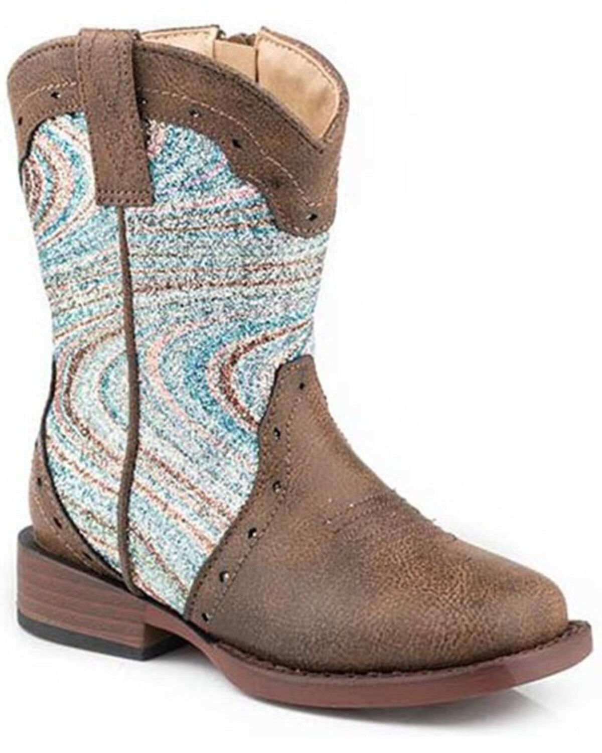 Roper Toddler Girls' Glitter Swirl Western Boots - Square Toe
