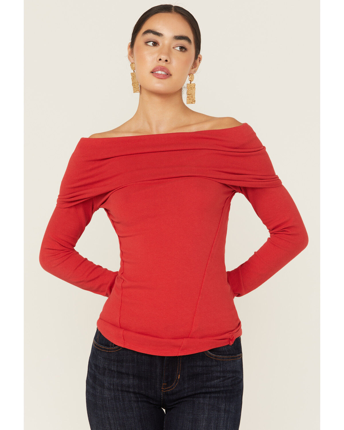 Free People Women's Iris Layering Off The Shoulder Long Sleeve Shirt
