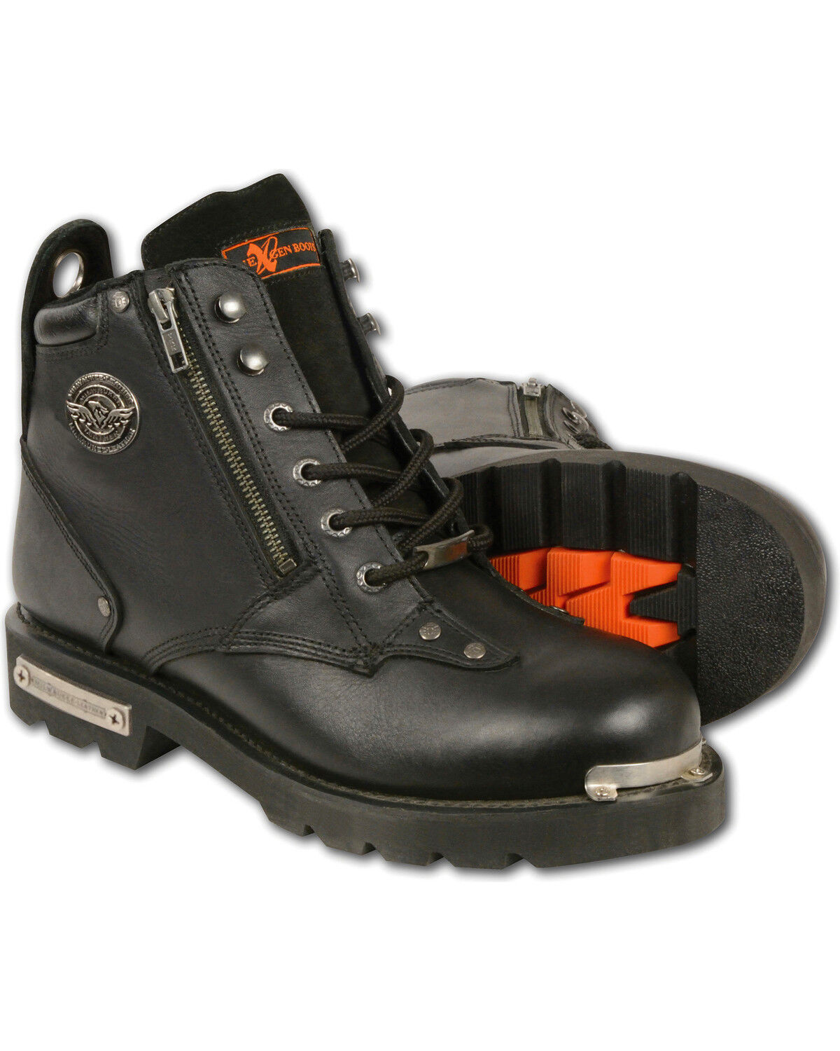 Milwaukee Leather Men's Lace To Toe Double Sided Zipper Entry Boots - Round Toe
