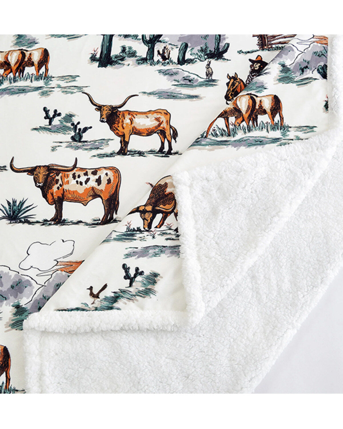 HiEnd Accents Ranch Life Western Toile Campfire Sherpa Throw