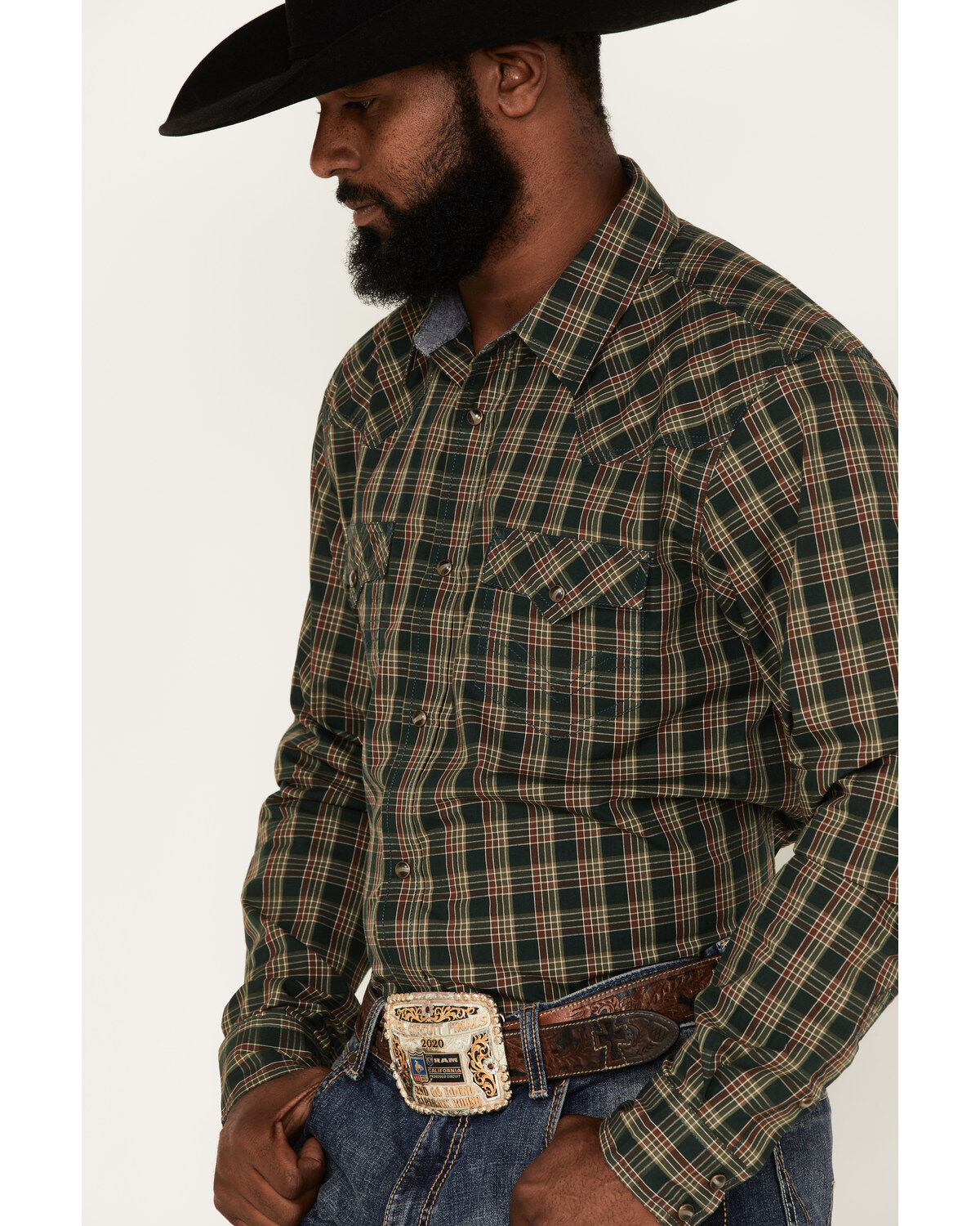 Cody James Men's Douglas Fir Plaid Print Long Sleeve Snap Western Shirt