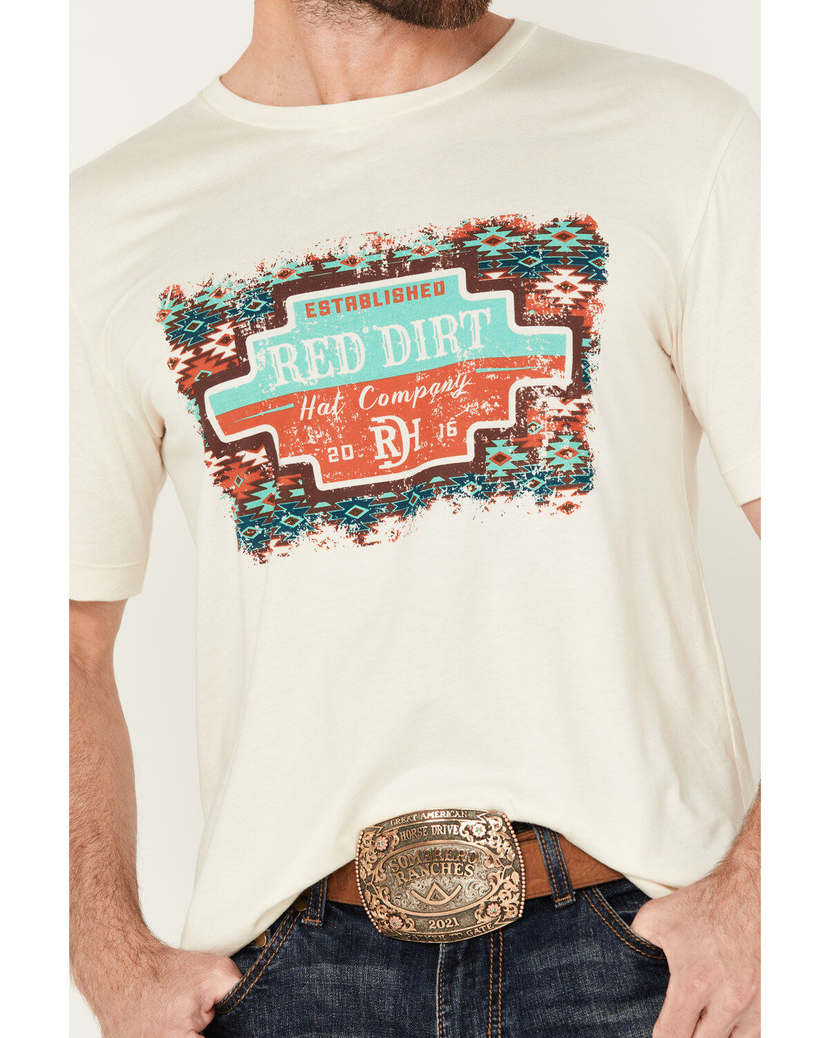 Red Dirt Hat Men's Taco Shop Southwestern Print Logo Short Sleeve Graphic T-Shirt