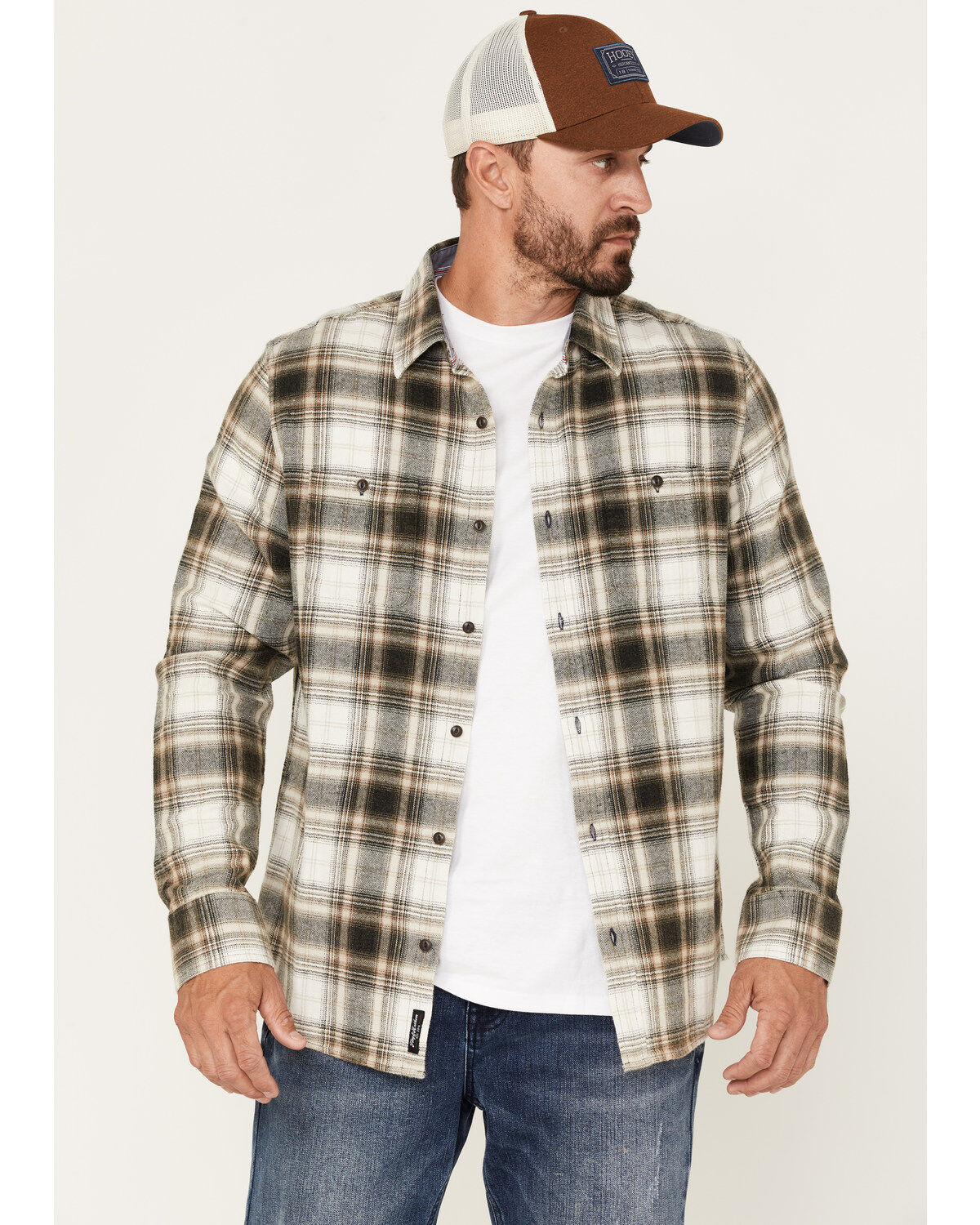 Flag & Anthem Men's Esparto Herringbone Long Sleeve Button Down Flannel Shirt