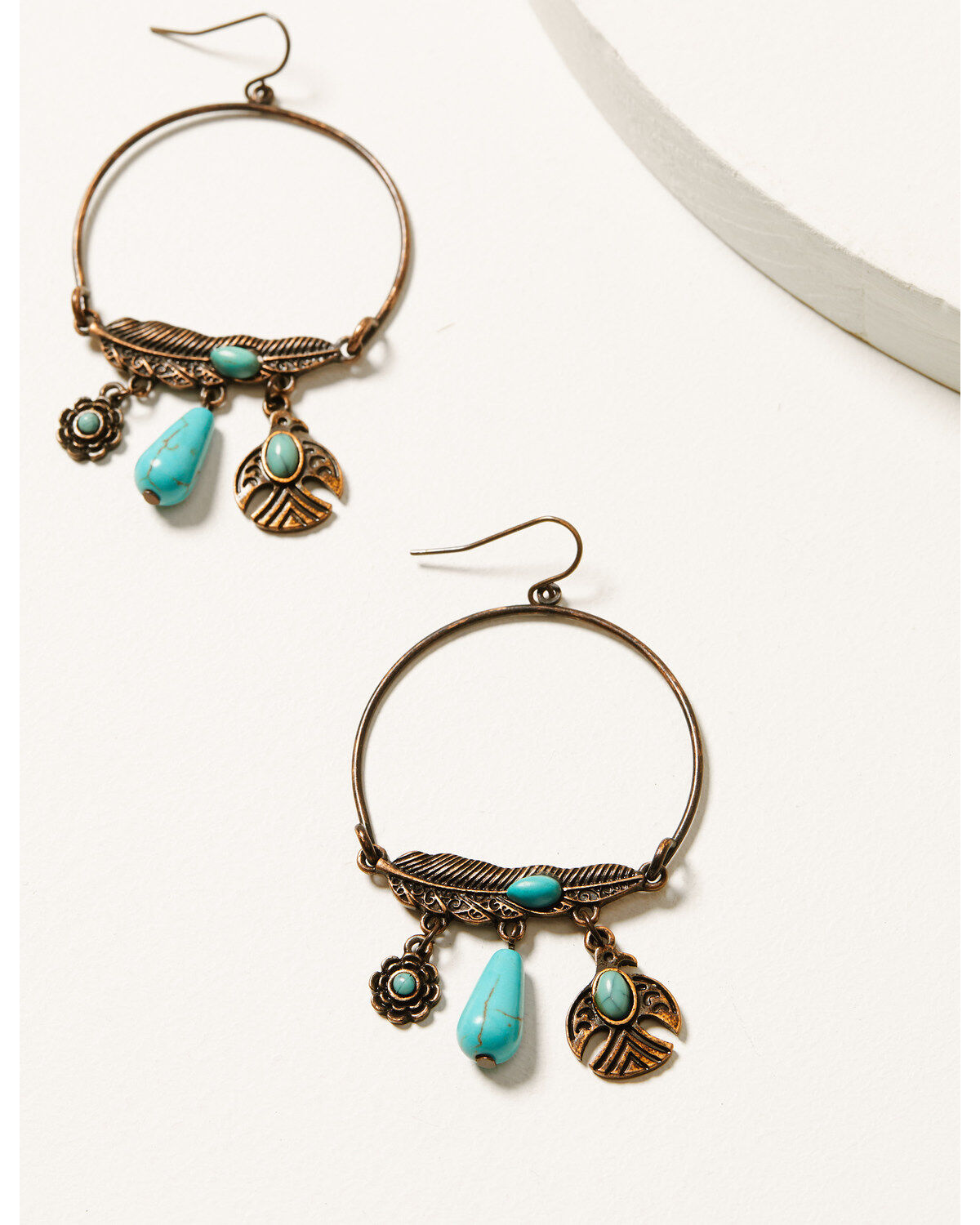 Shyanne Women's Mystic Skies Feather Hoop Charm Earrings