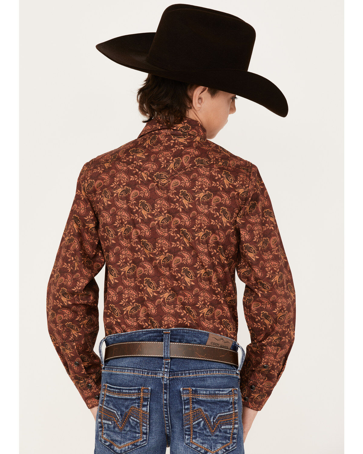 Cody James Boys' Paisley Print Long Sleeve Western Snap Shirt