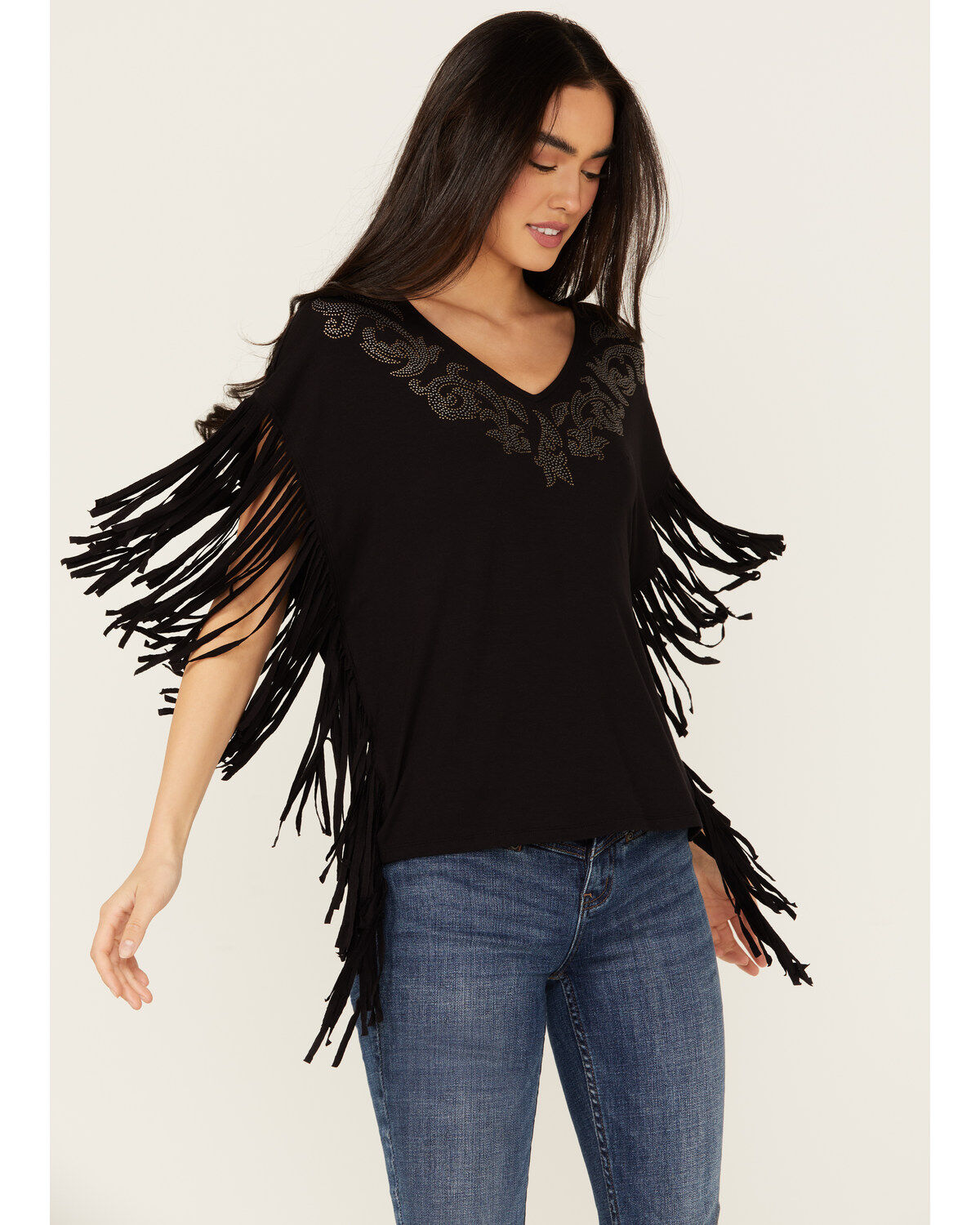 Idyllwind Women's Milner Fringe Short Sleeve Studded Shirt