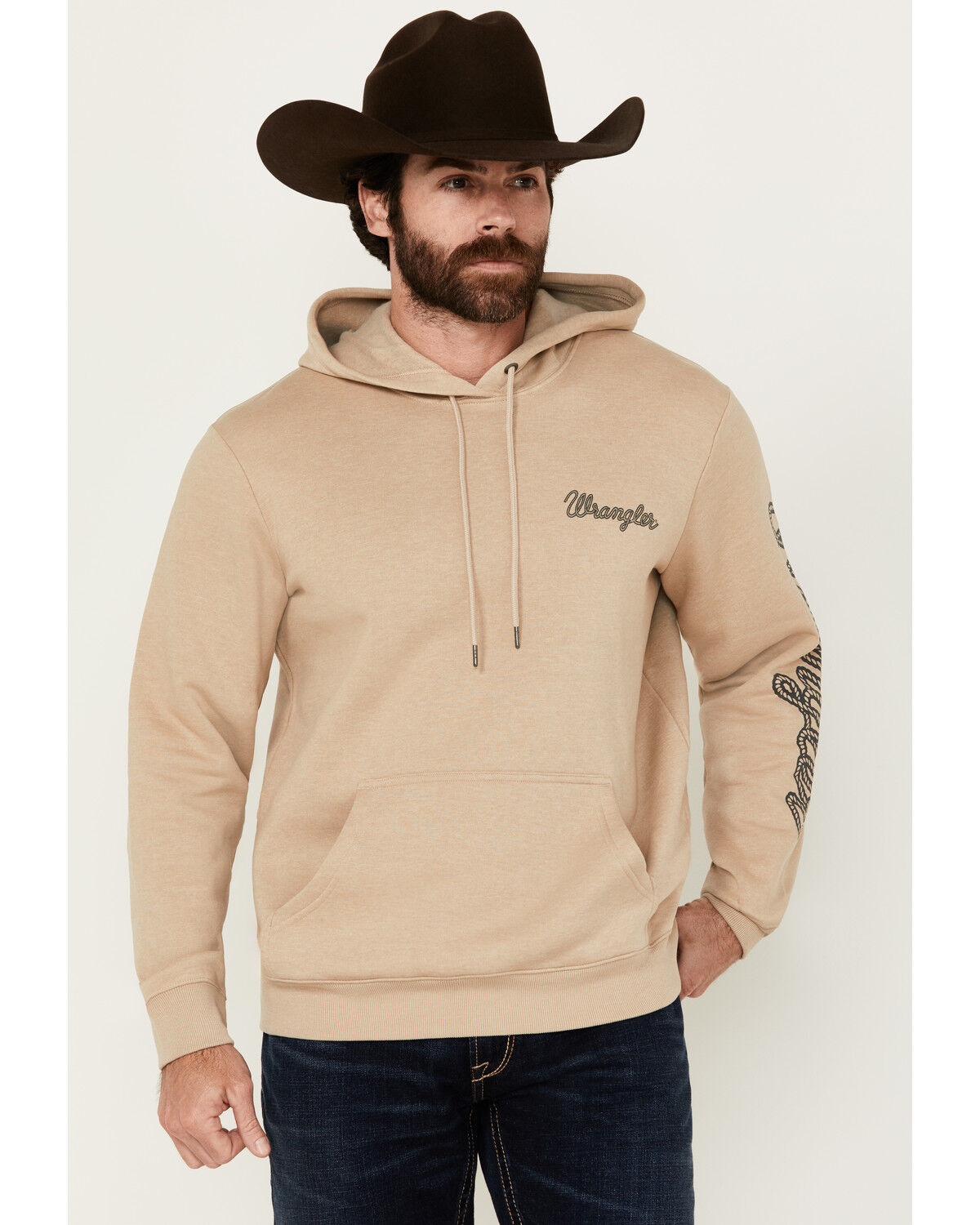 Wrangler Men's Logo Sleeve Hooded Sweatshirt