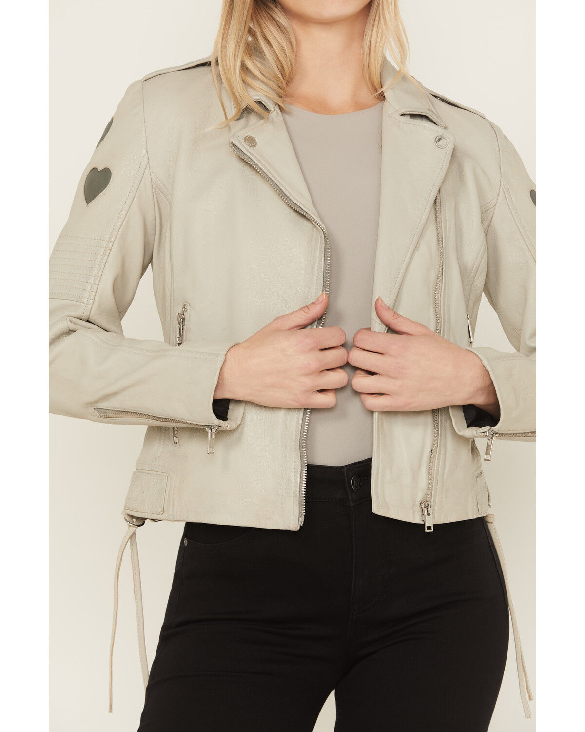 Mauritius Leather Women's Reo Heart Leather Moto Jacket