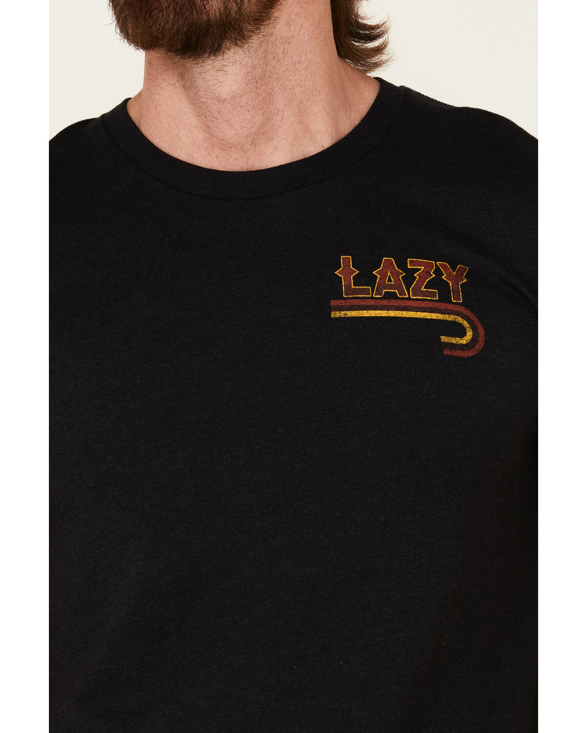 Lazy J Ranch Wear Men's Black Fire J Ranch Logo Graphic T-Shirt