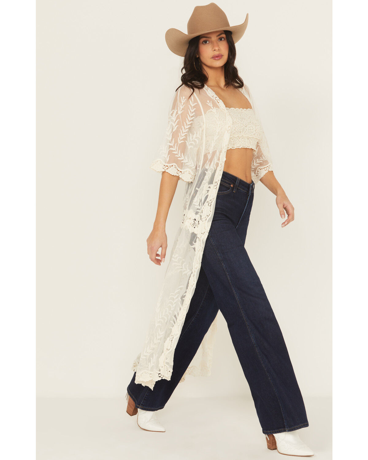 Shyanne Women's Long Embroidered Mesh Kimono
