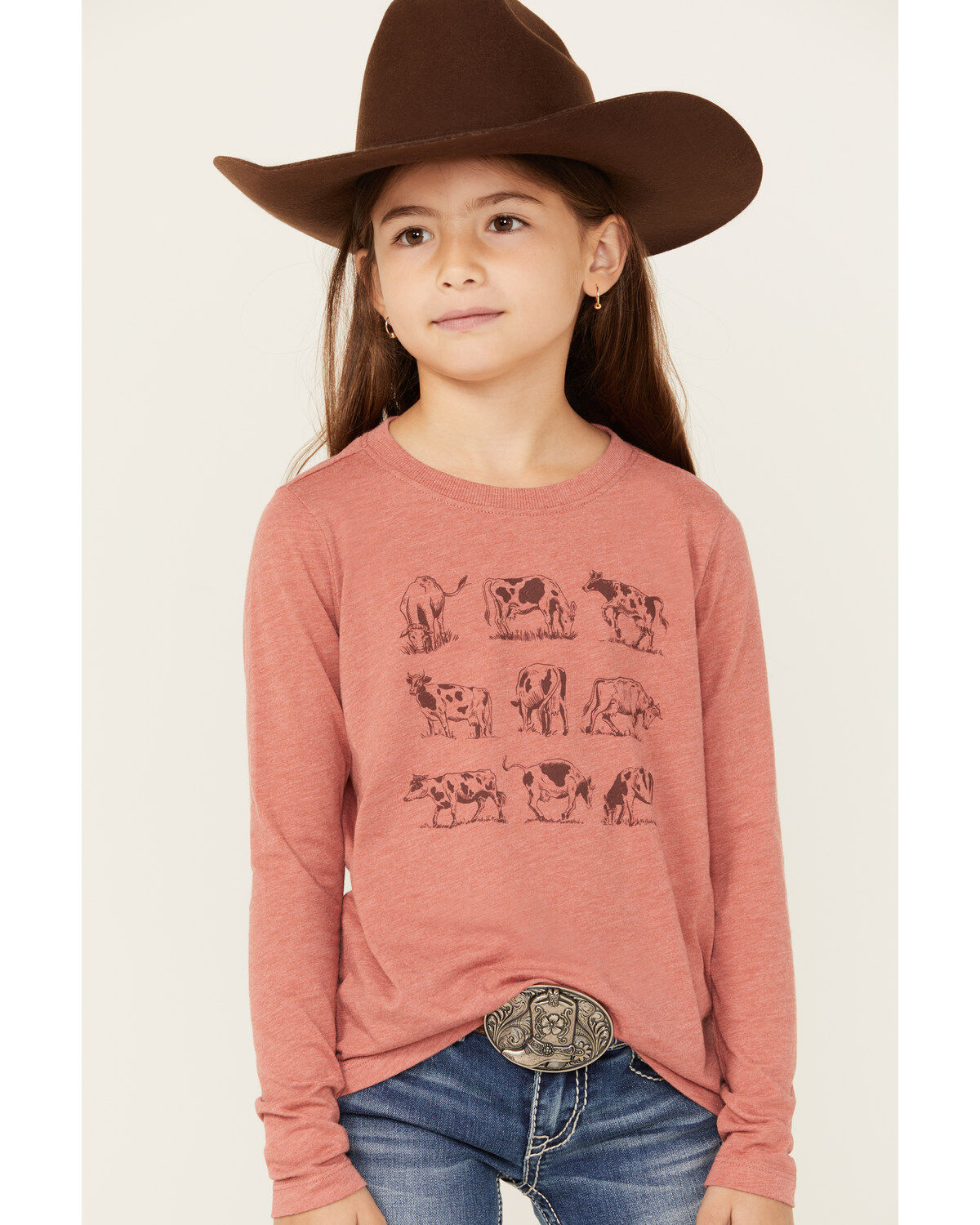 Shyanne Girls' Grazing Cows Long Sleeve Graphic Tee