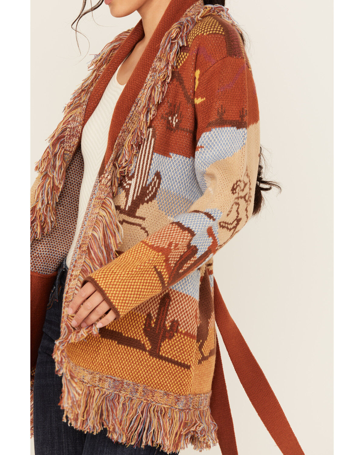 Idyllwind Women's Minette Western Scenic Fringe Cardigan