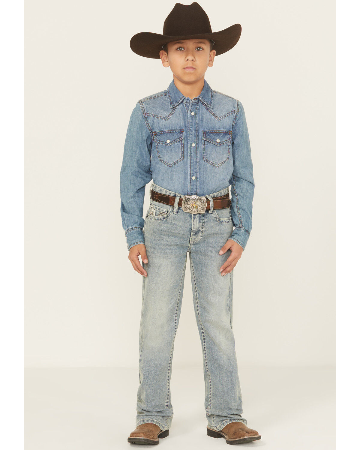 Rock & Roll Denim Boys' Light Wash Bootcut Stretch Denim Jeans