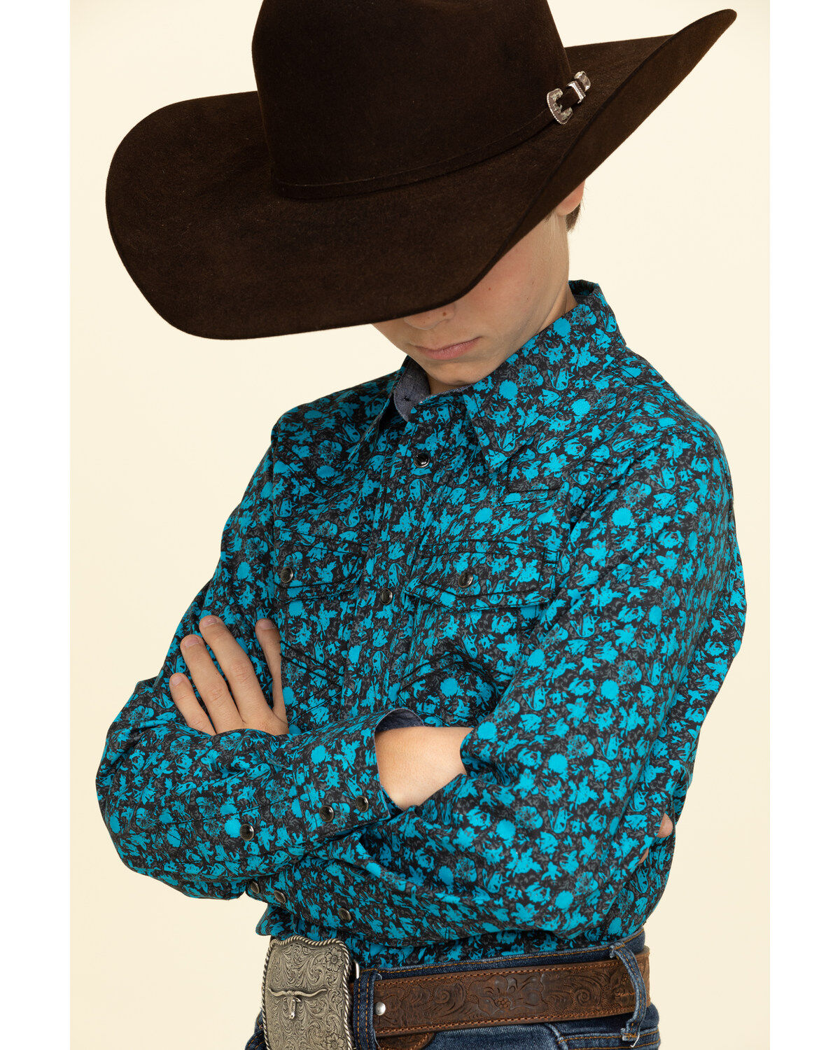 Cody James Boys' High Sierra Floral Print Long Sleeve Western Shirt