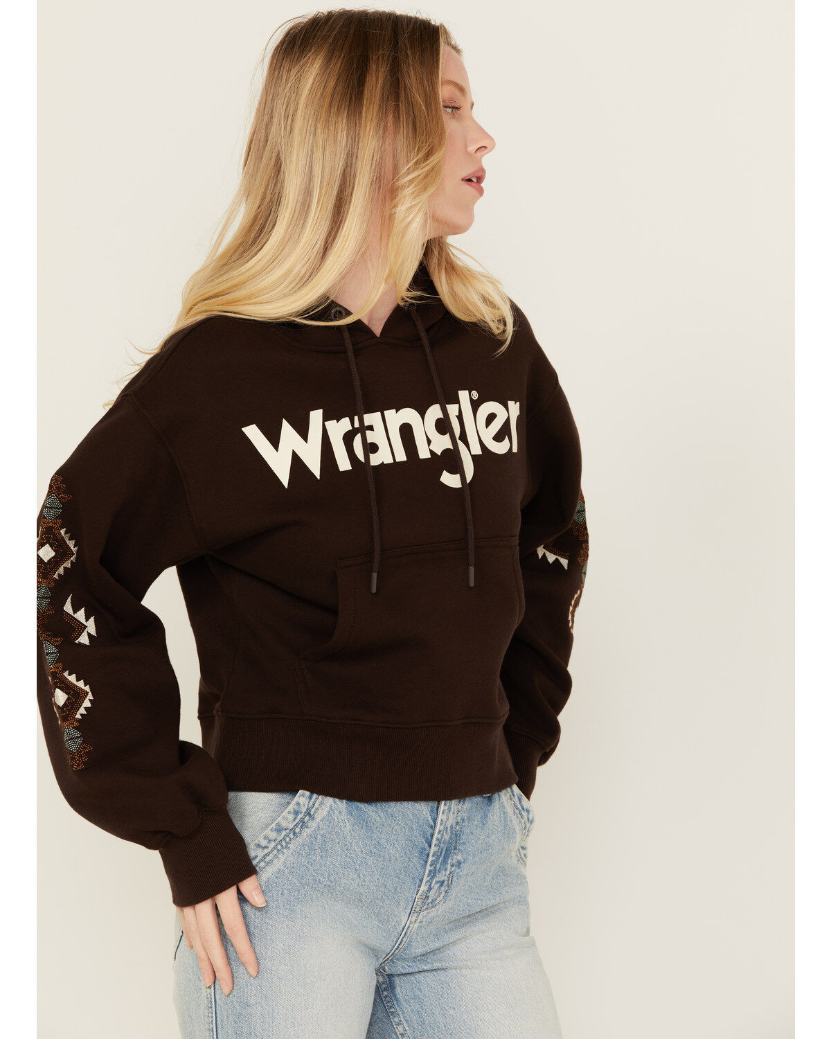 Wrangler Retro Women's Southwestern Sleeve Logo Hoodie