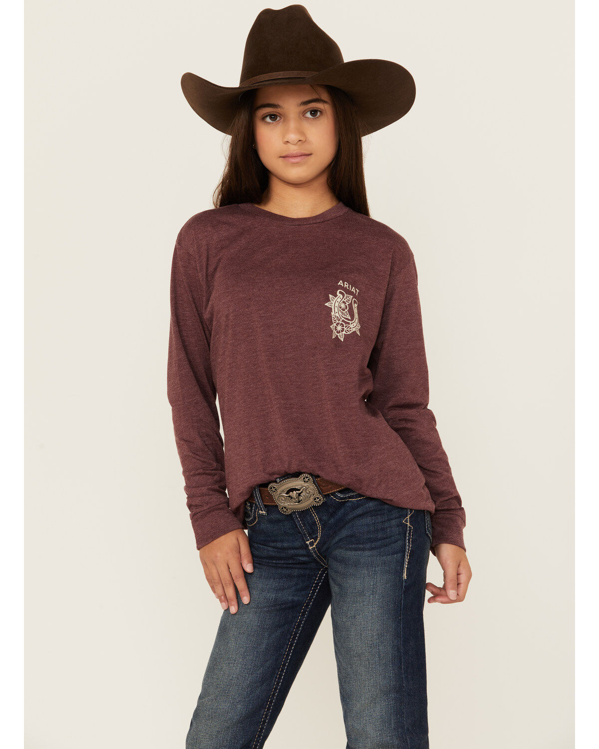 Ariat Girls' Horseshoe Long Sleeve Graphic Tee