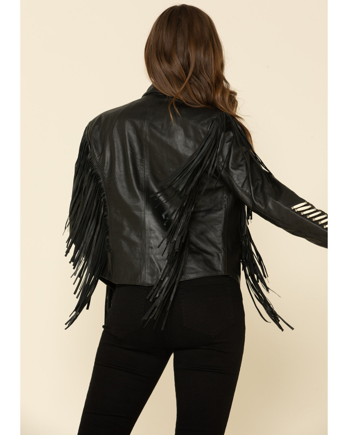 Liberty Wear Women's Black Fringe Sheep Napa Jacket