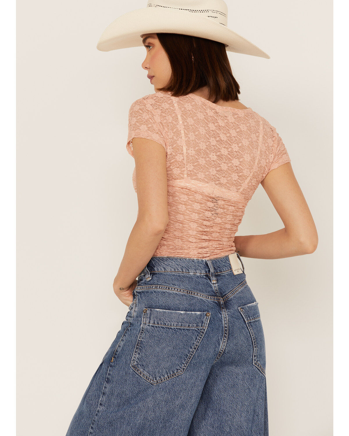 Free People Women's Keep It Simple Lace Short Sleeve Top