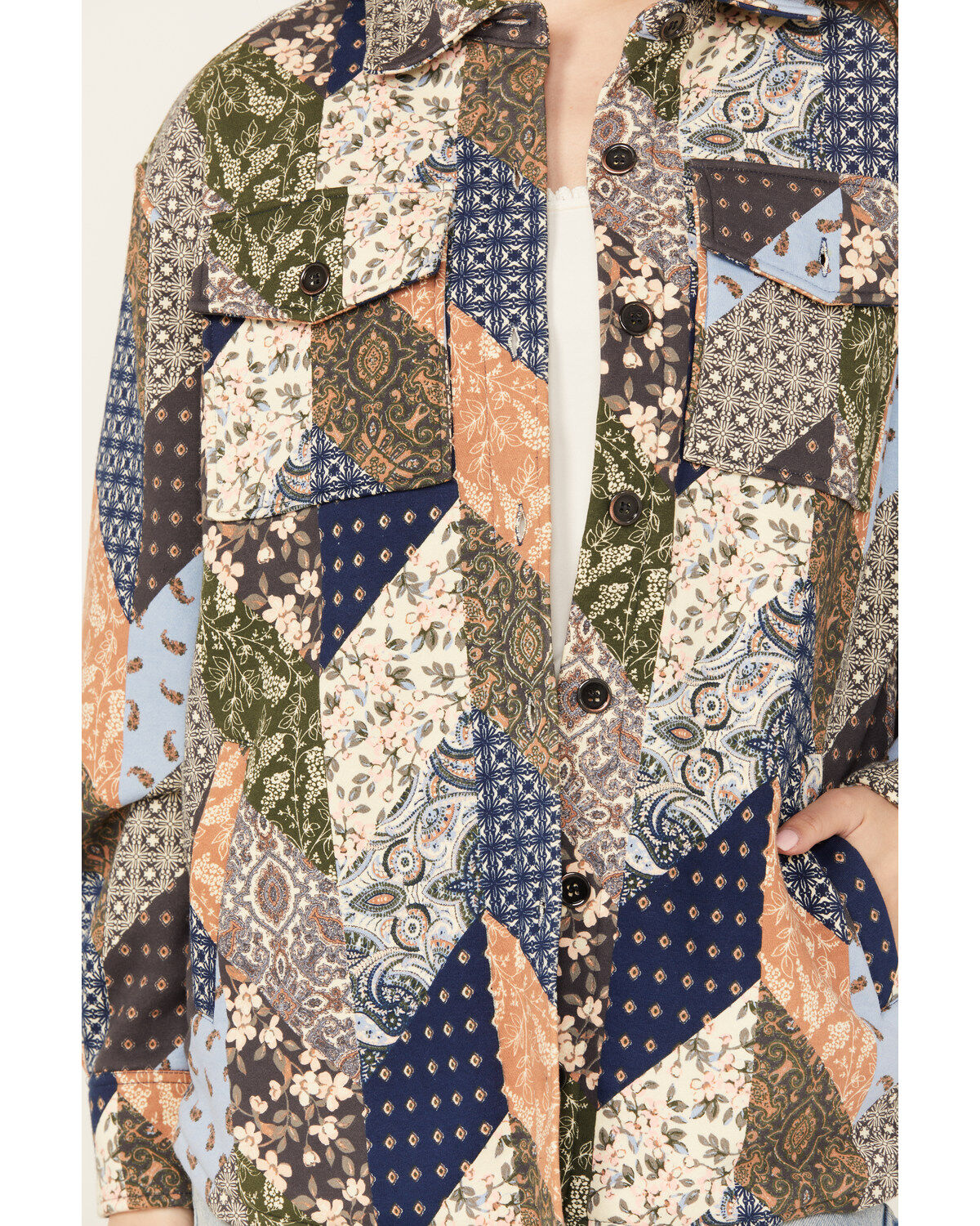 Cleo + Wolf Women's Patchwork Printed Shacket