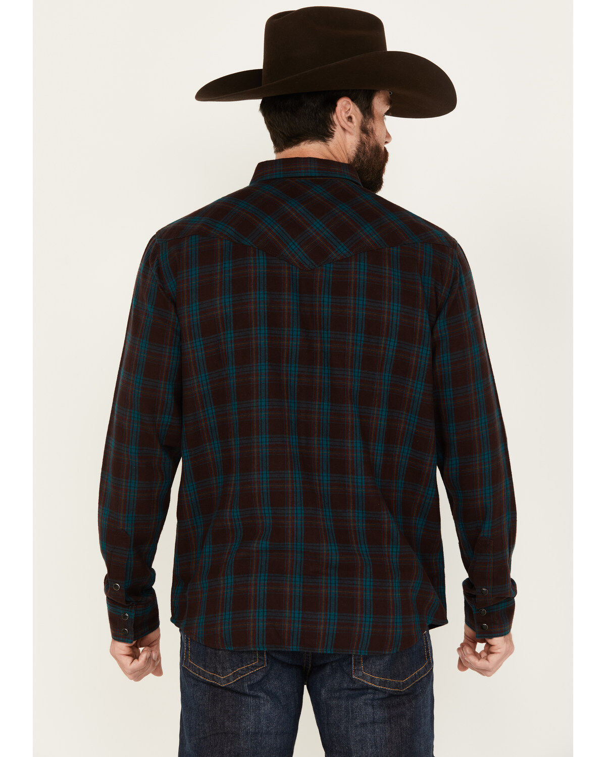 Moonshine Spirit Men's Vineyard Plaid Print Long Sleeve Snap Western Shirt