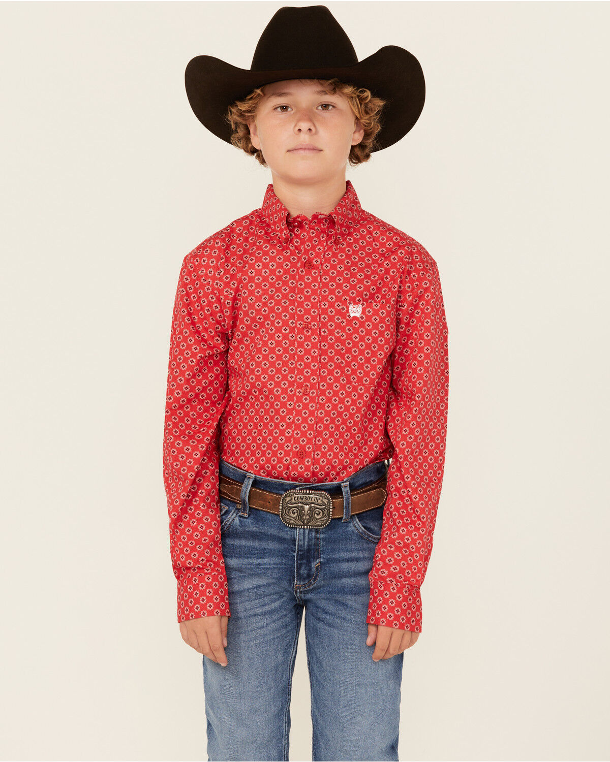 Cinch Boys' Geo Print Long Sleeve Western Shirt