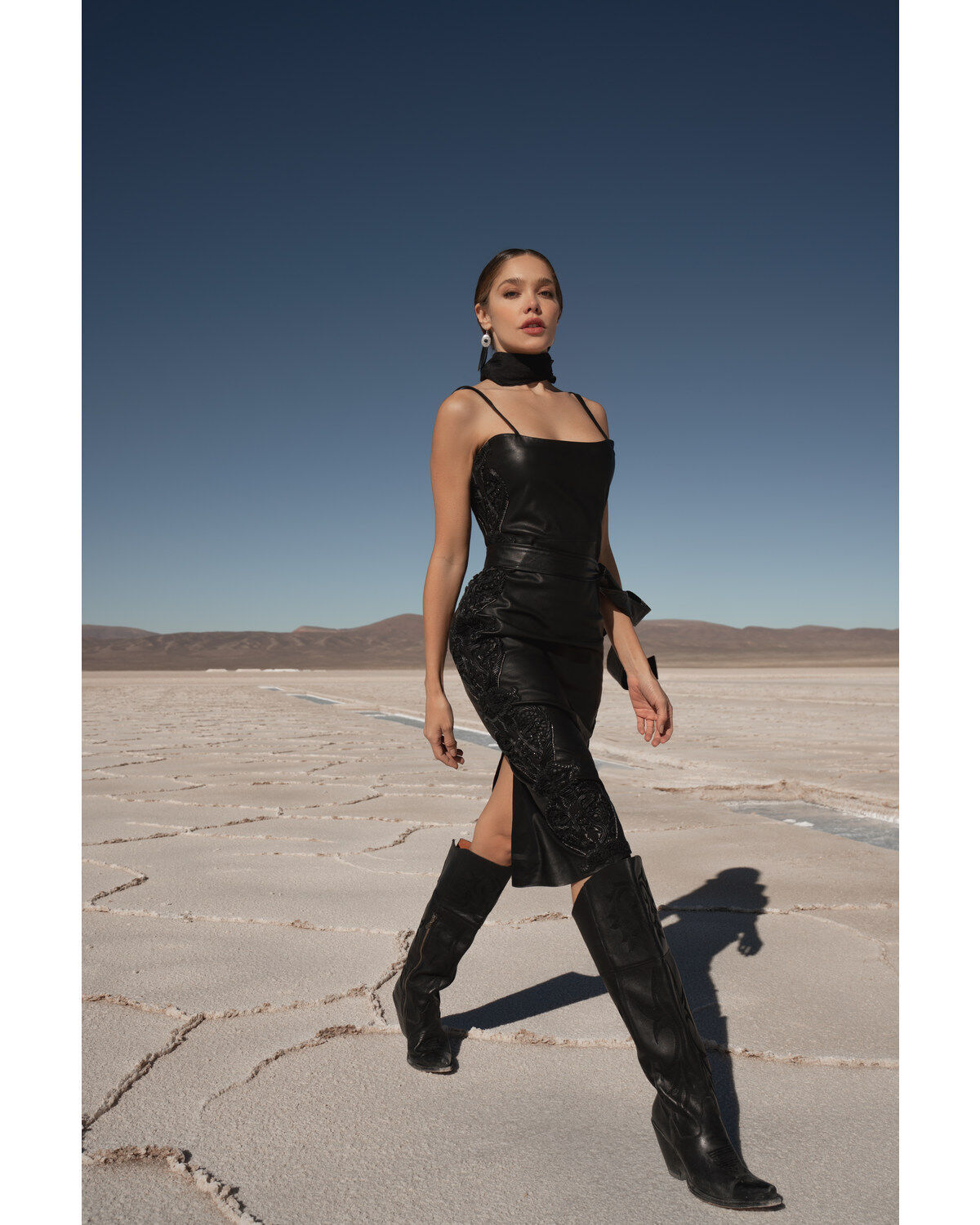 Wonderwest Women's Studded Leather Midi Dress