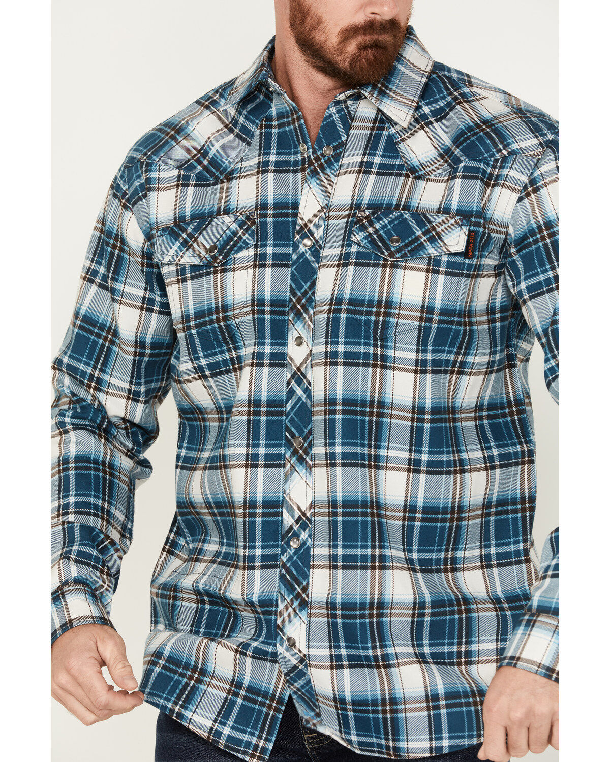 Cody James Men's FR Check Plaid Print Long Sleeve Pearl Snap Work Shirt - Big & Tall