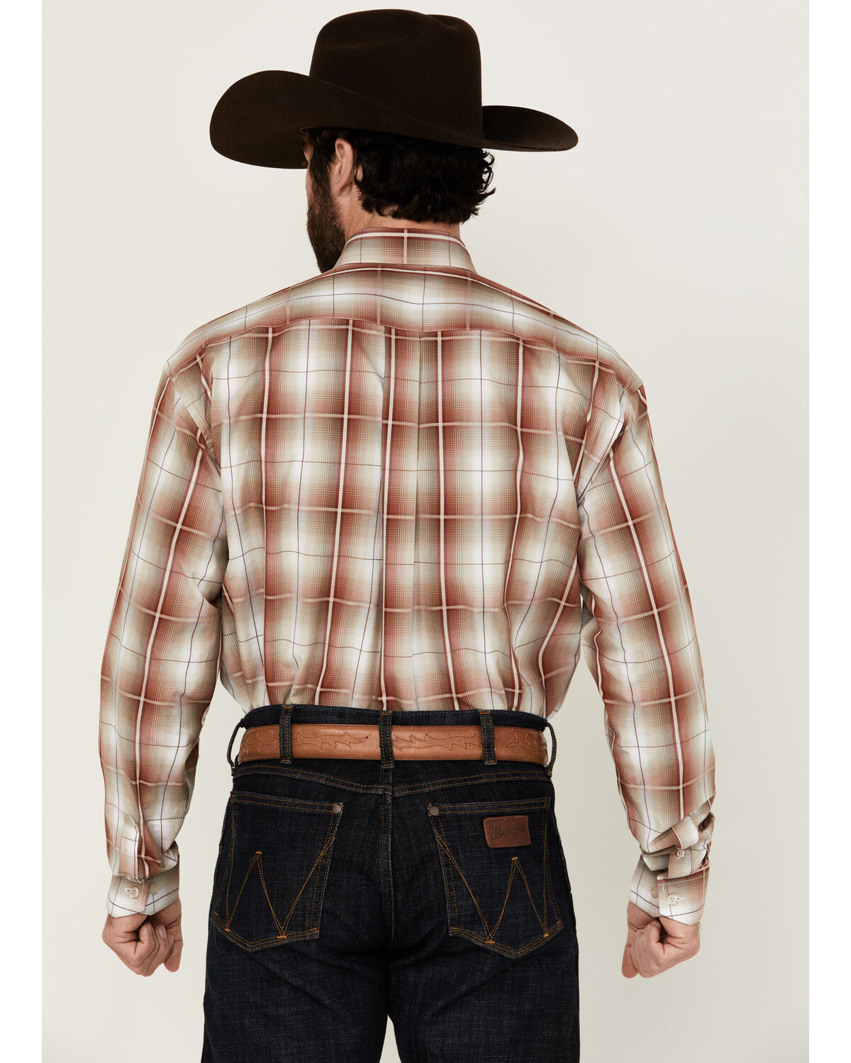 Stetson Men's Plaid Print Long Sleeve Button-Down Western Shirt