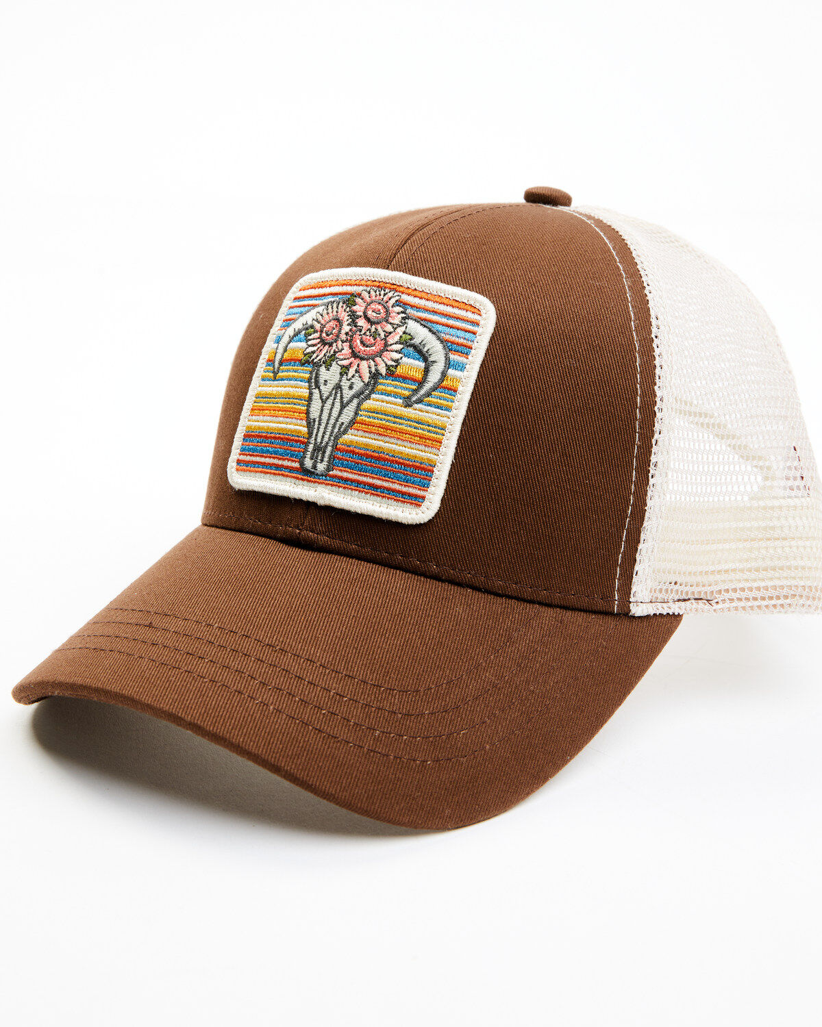 Shyanne Women's Serape Floral Steerhead Patch Mesh-Back Ball Cap