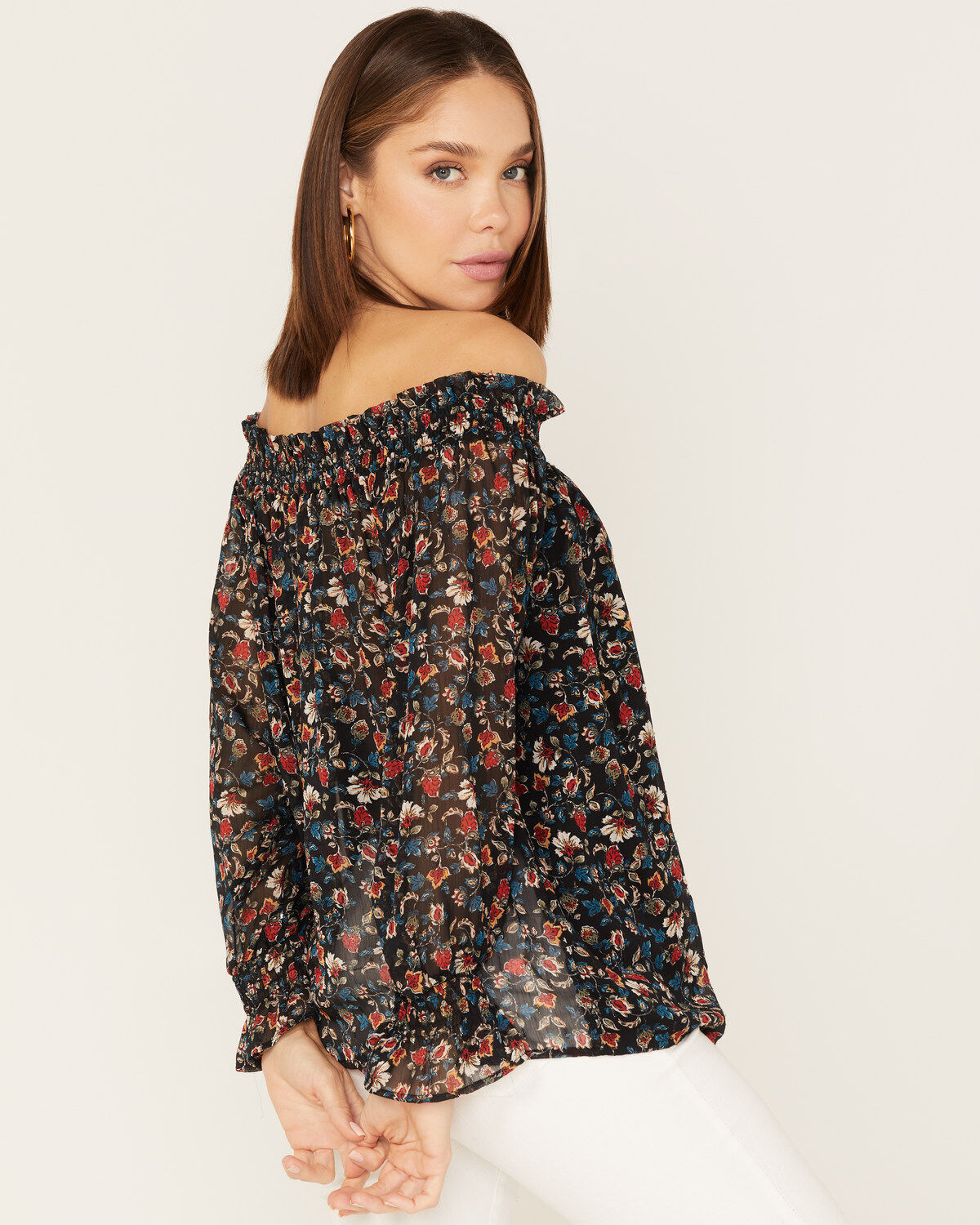 Wild Moss Women's Floral Print Off-Shoulder Top