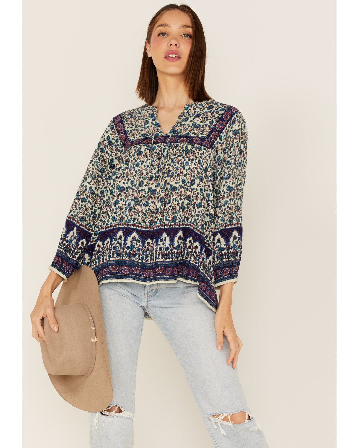 Bila Women's Floral Print Long Sleeve Shirt
