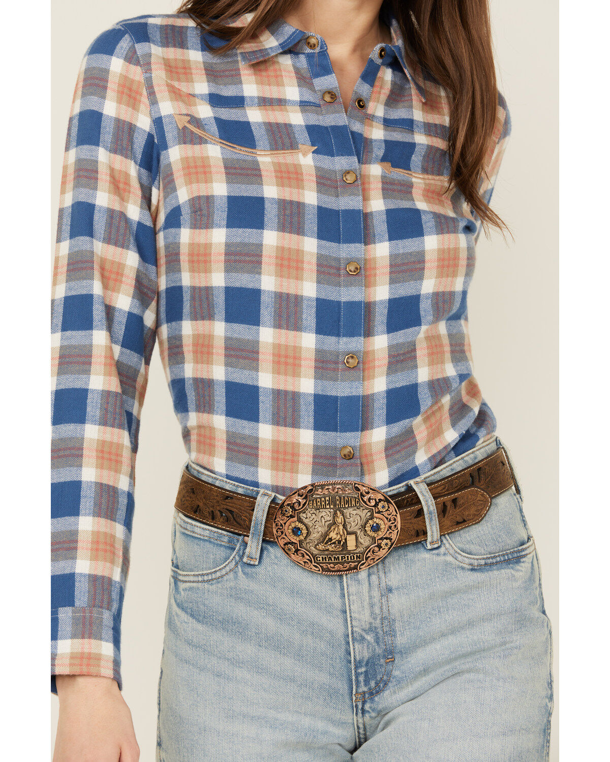 Shyanne Women's Plaid Print Long Sleeve Snap Flannel Shirt