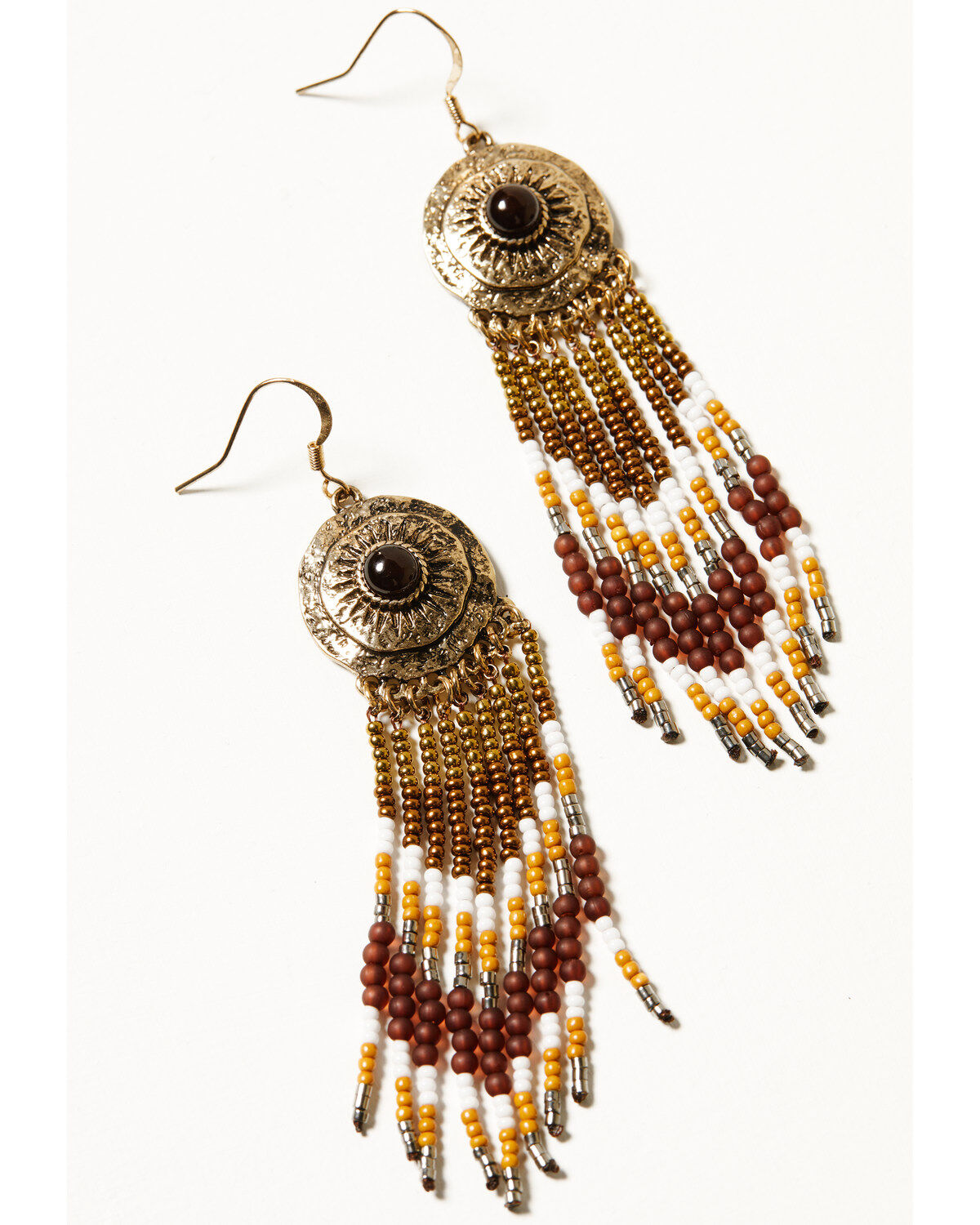 Shyanne Women's Summer Moon Antique Gold Concho Seed Bead Earrings