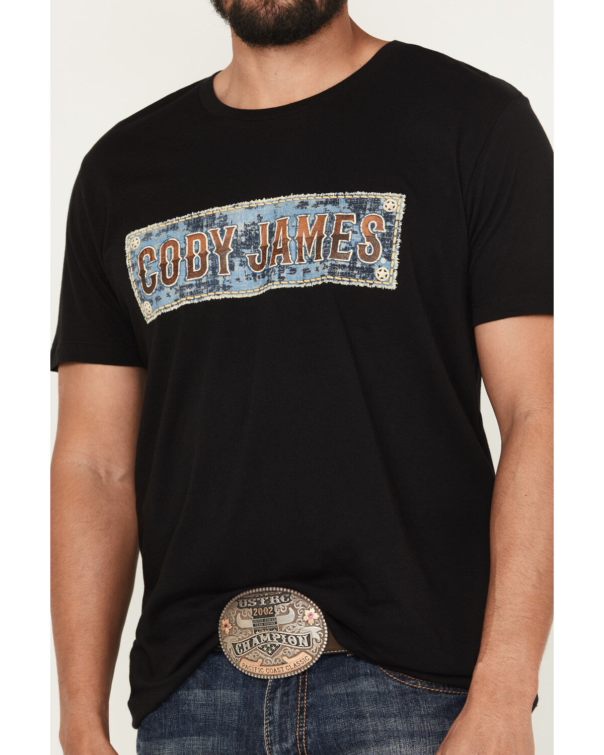 Cody James Men's Denim Patch Logo Short Sleeve Graphic Tee