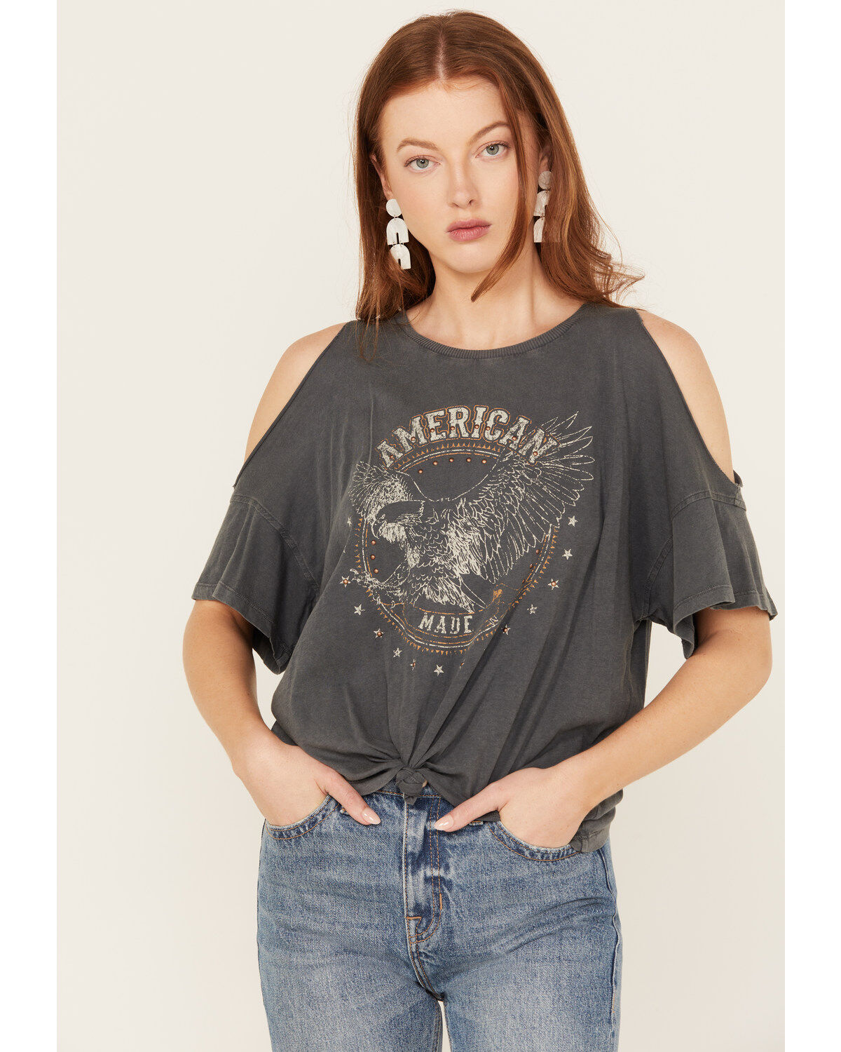 White Crow Women's American Eagle Cold Shoulder Graphic Tee
