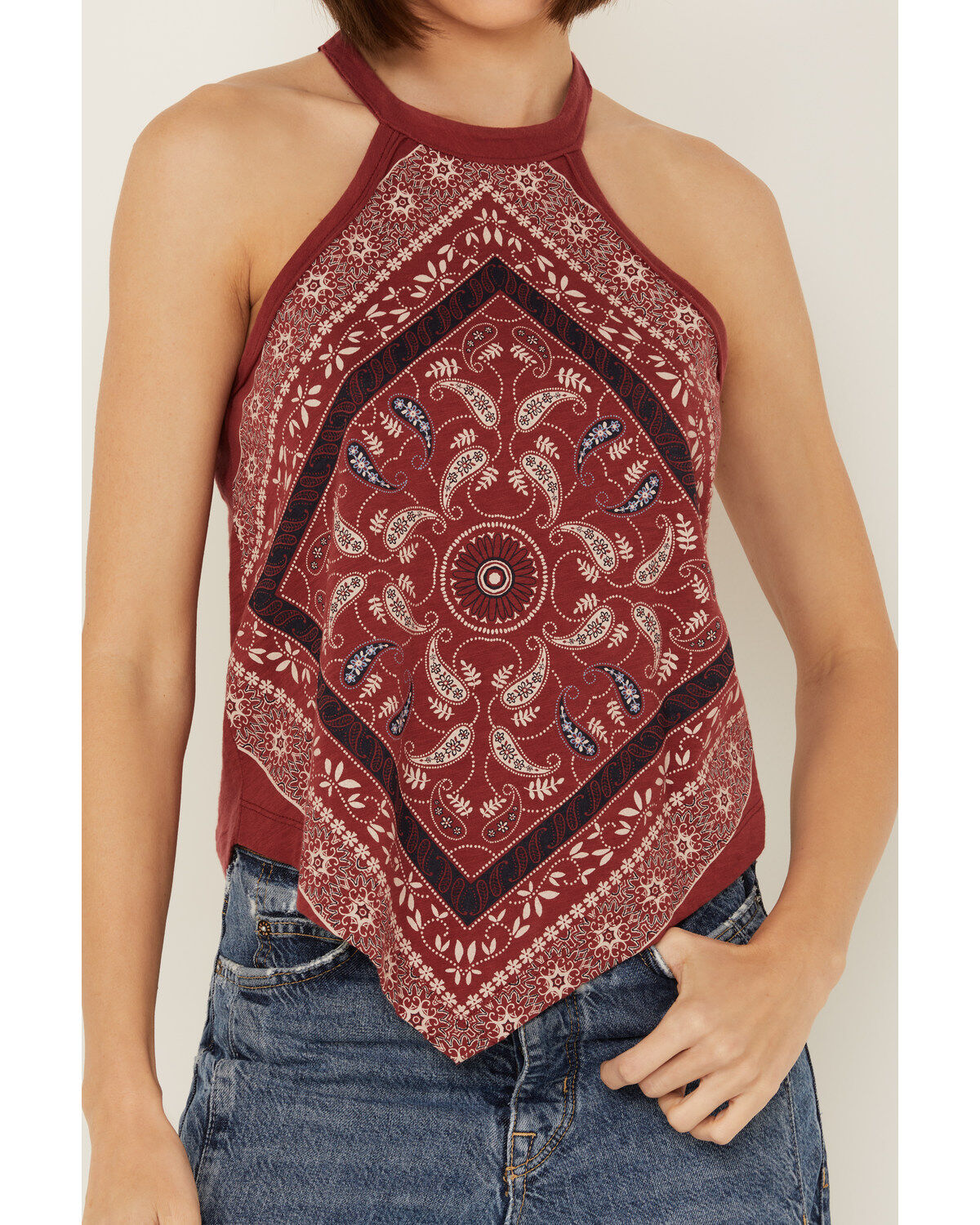 Shyanne Women's Bandana Print Halter Graphic Tank