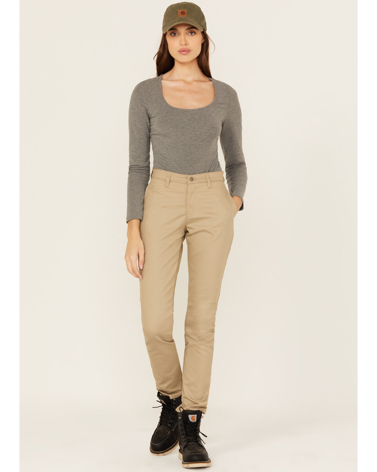 Dickies Women's Mid Rise Skinny Stretch Twill Work Pants