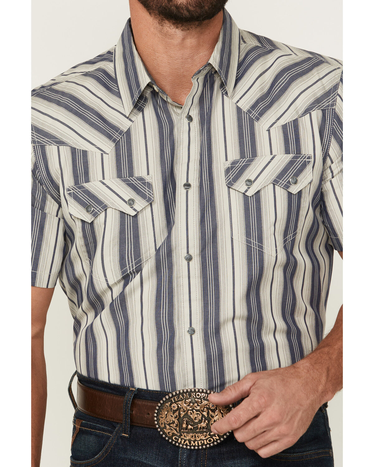 Cody James Men's Roman Striped Short Sleeve Snap Western Shirt