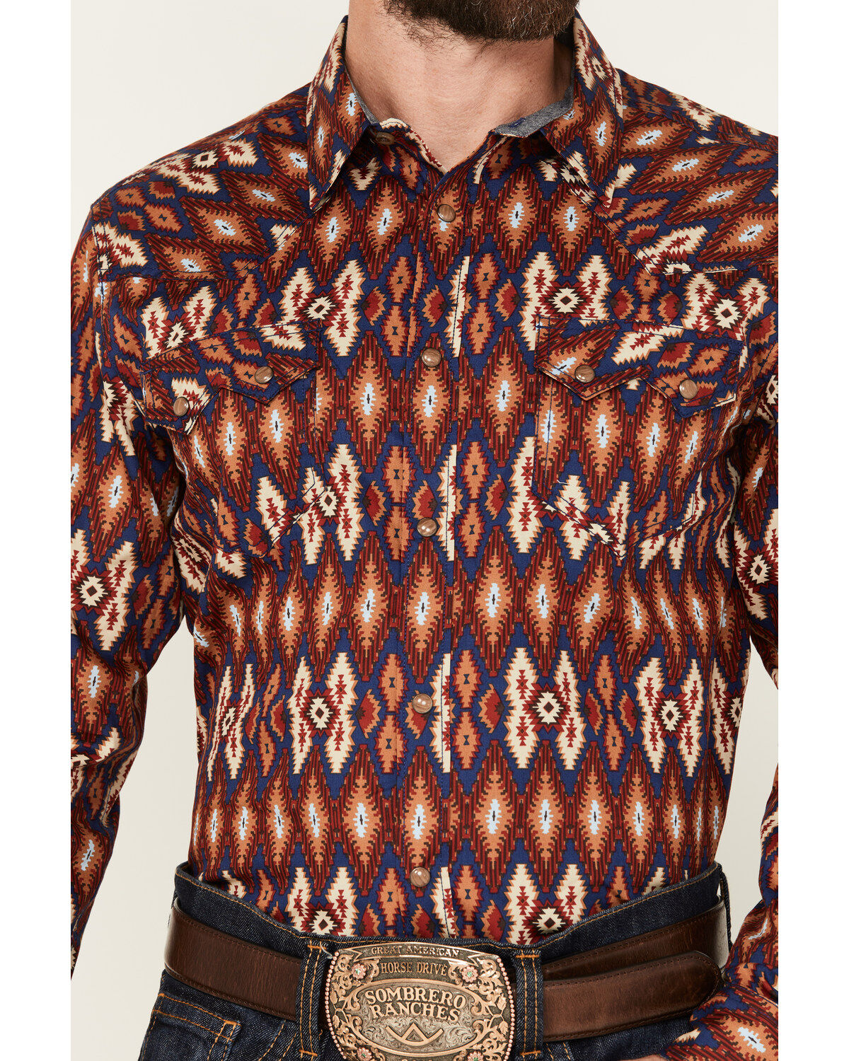 Cody James Men's Sioux Falls Southwestern Print Long Sleeve Snap Western Shirt