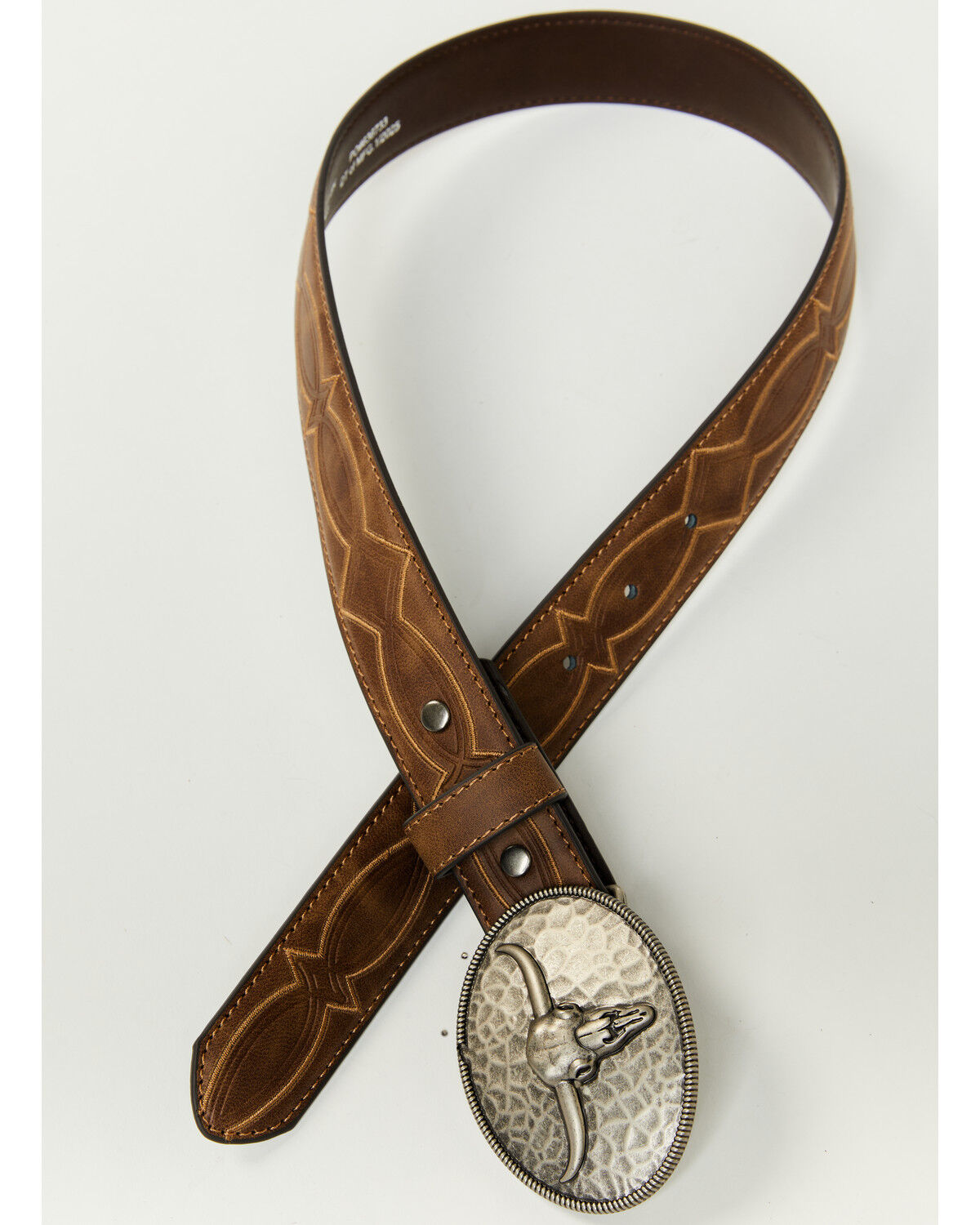 Cody James Boys' Raylan Hammered Longhorn Buckle Belt