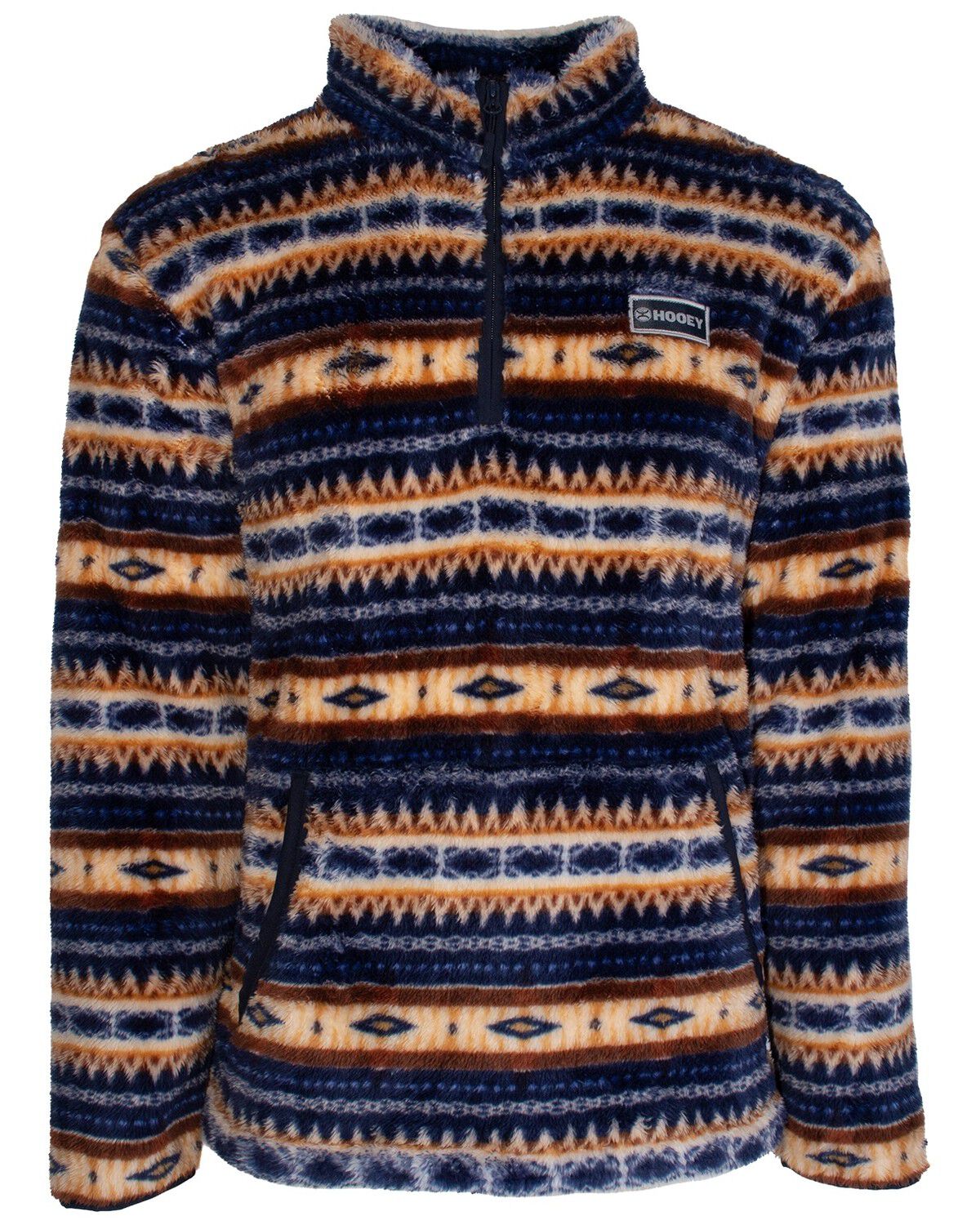 Hooey Boys' Serapre Striped Southwestern Print Fleece Quarter Zip-Up Pullover